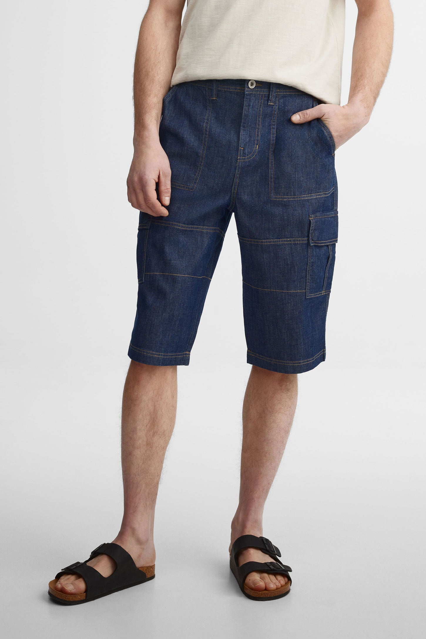 Bermuda cargo en jeans - Homme && INDIGO