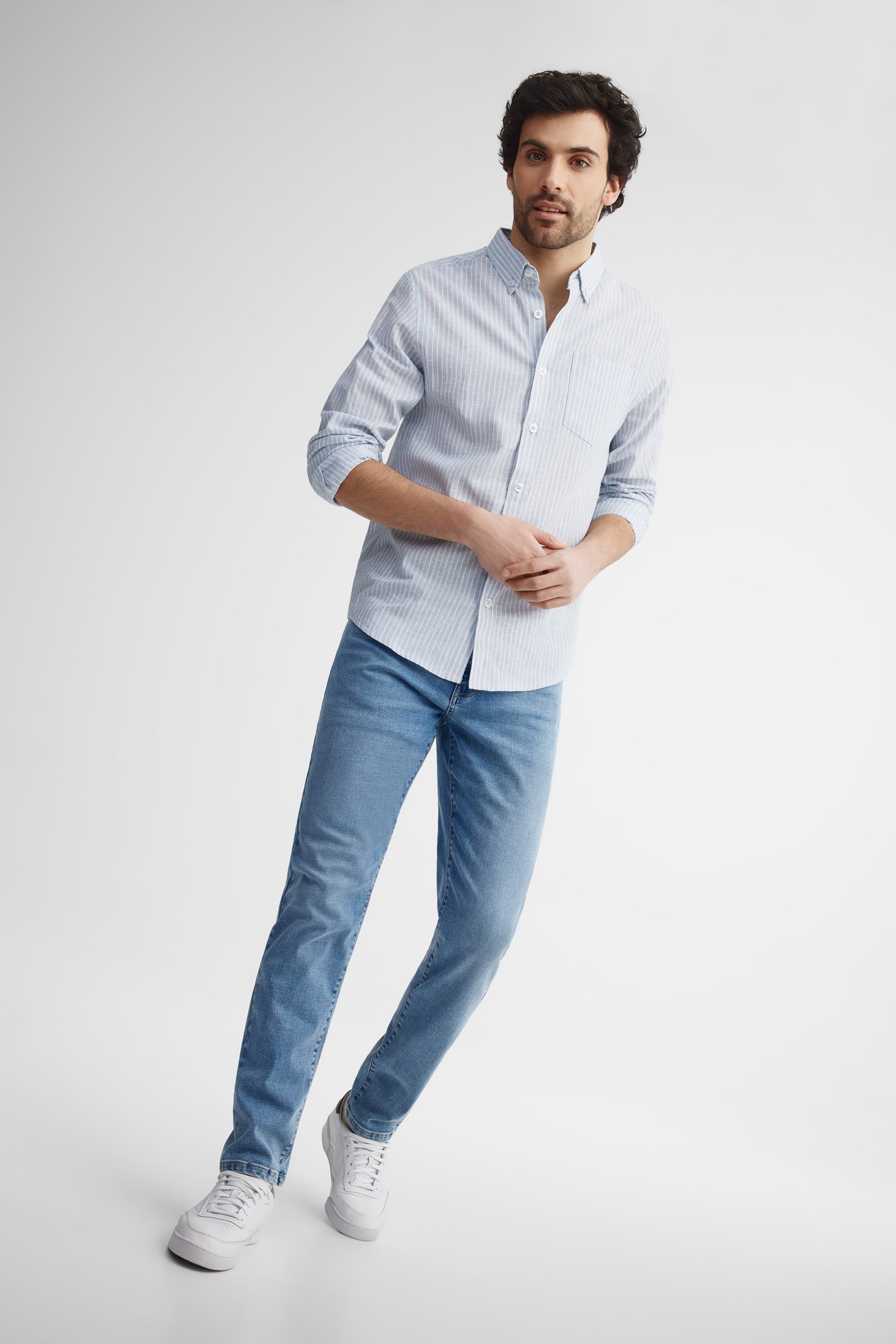 Jeans jambe fuselée - Homme && BLEU PALE
