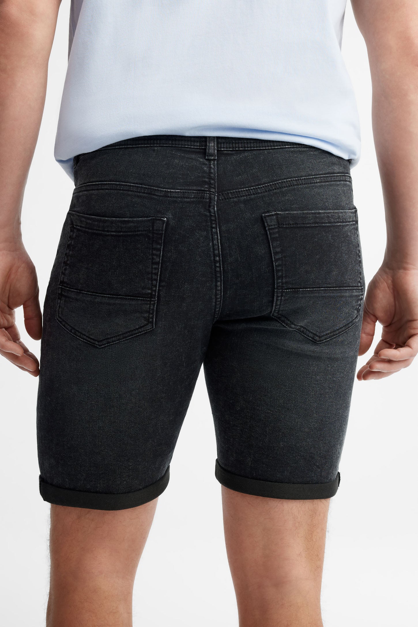 Bermuda en jeans coupe régulière - Homme && NOIR