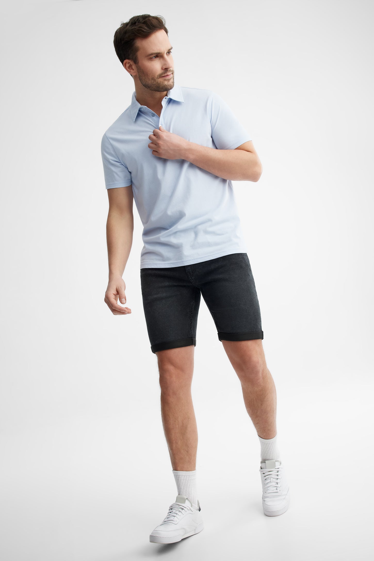 Bermuda en jeans coupe régulière - Homme && NOIR