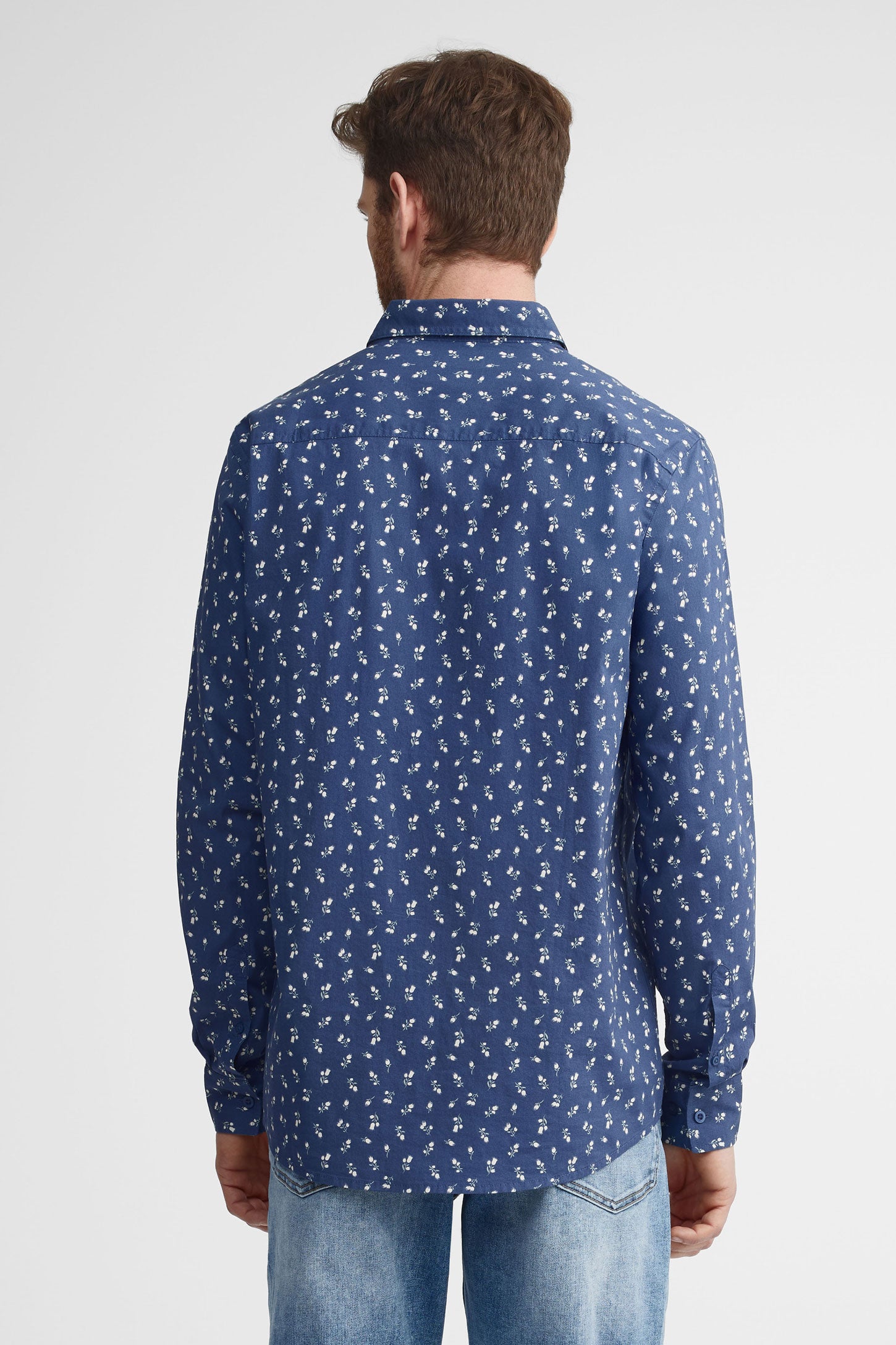 Chemise imprimée coupe régulière coton - Homme && BLEU MARINE MUL