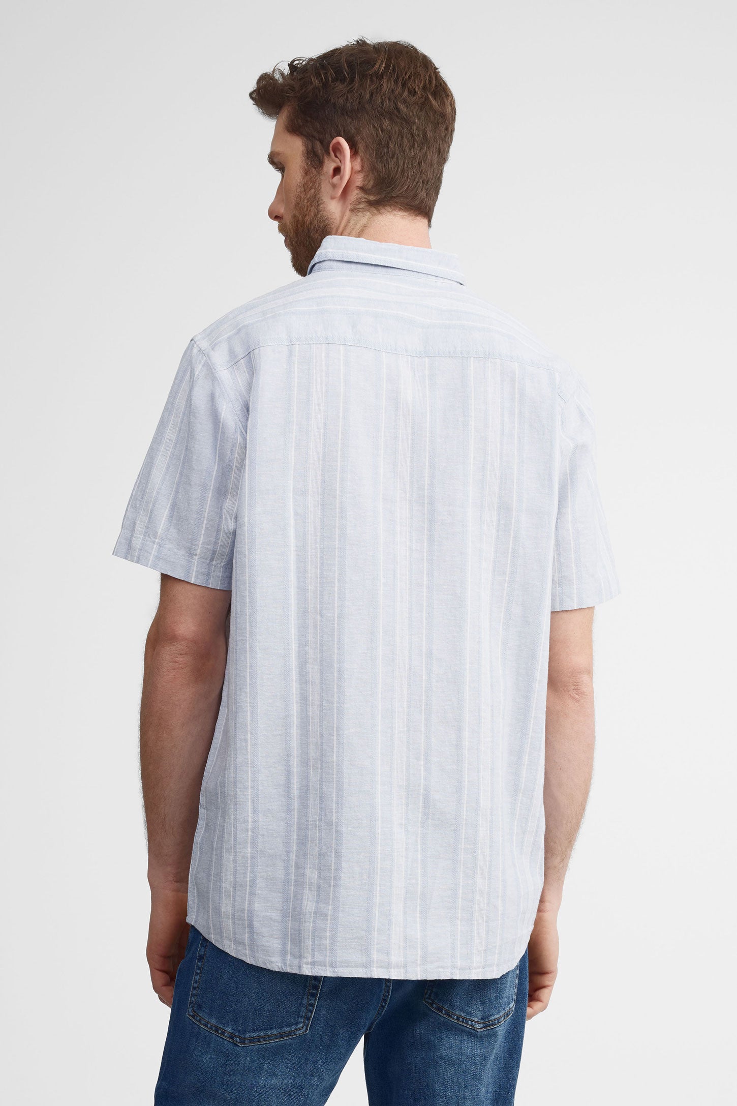 Chemise manches courtes coton - Homme && BLEU MULTI