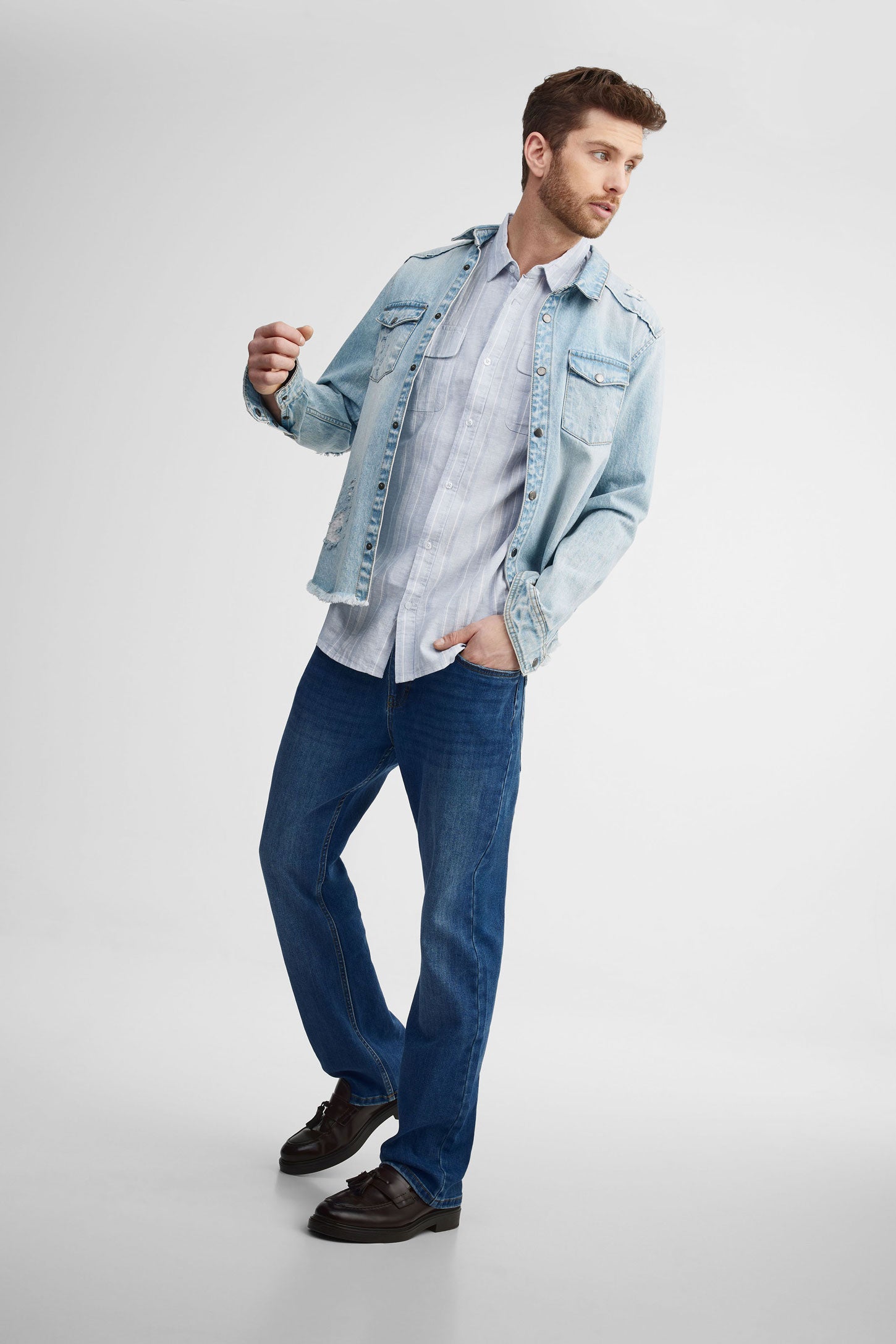 Chemise manches courtes coton - Homme && BLEU MULTI
