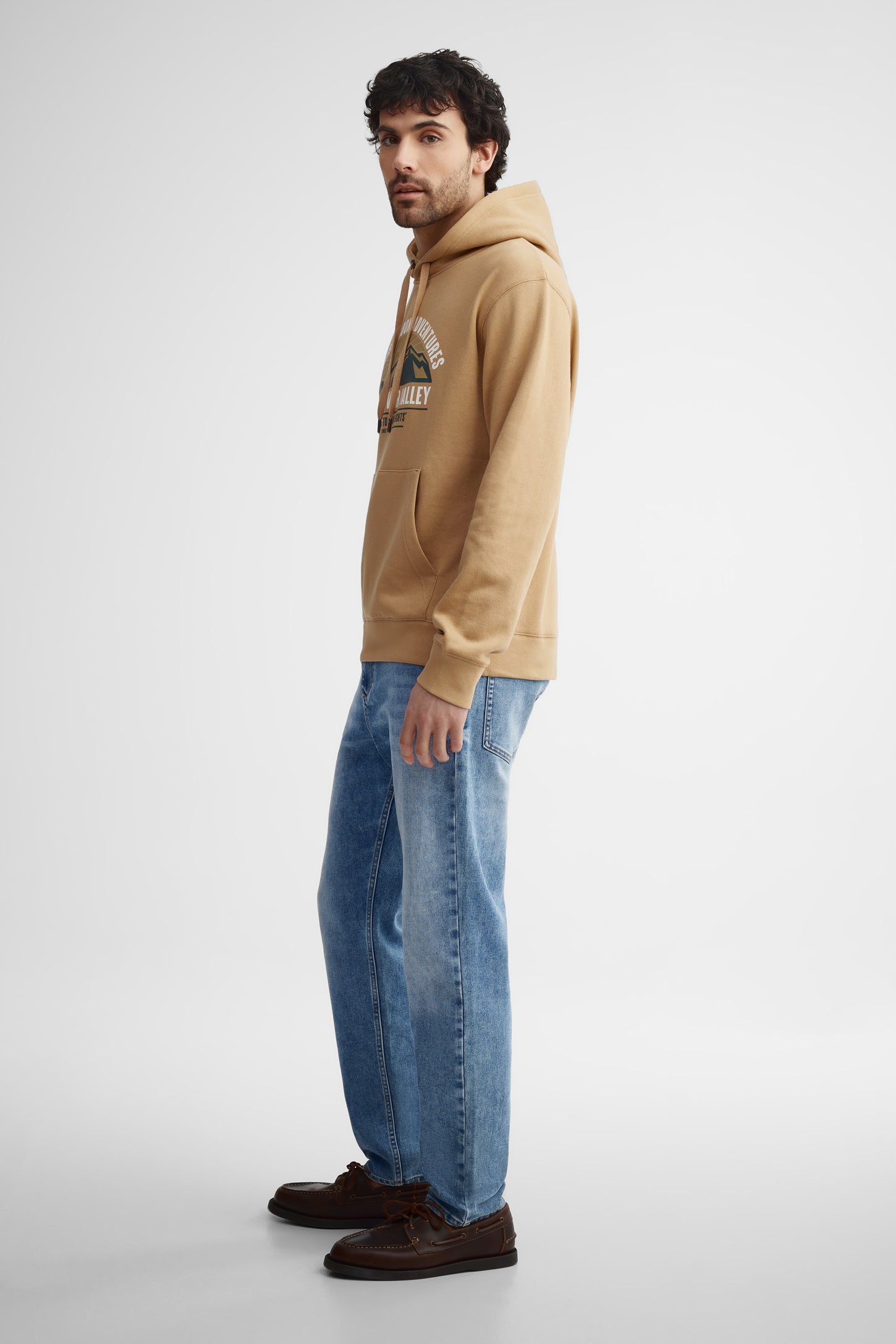 Chandail à capuchon coton ouaté - Homme && BRUN