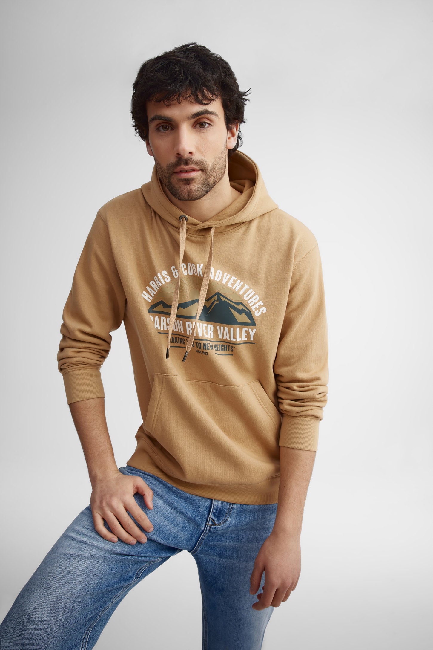 Chandail à capuchon coton ouaté - Homme && BRUN
