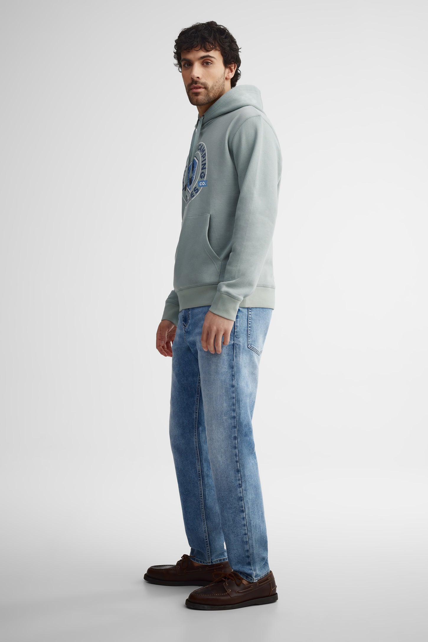 Chandail à capuchon coton ouaté - Homme && VERT DE GRIS