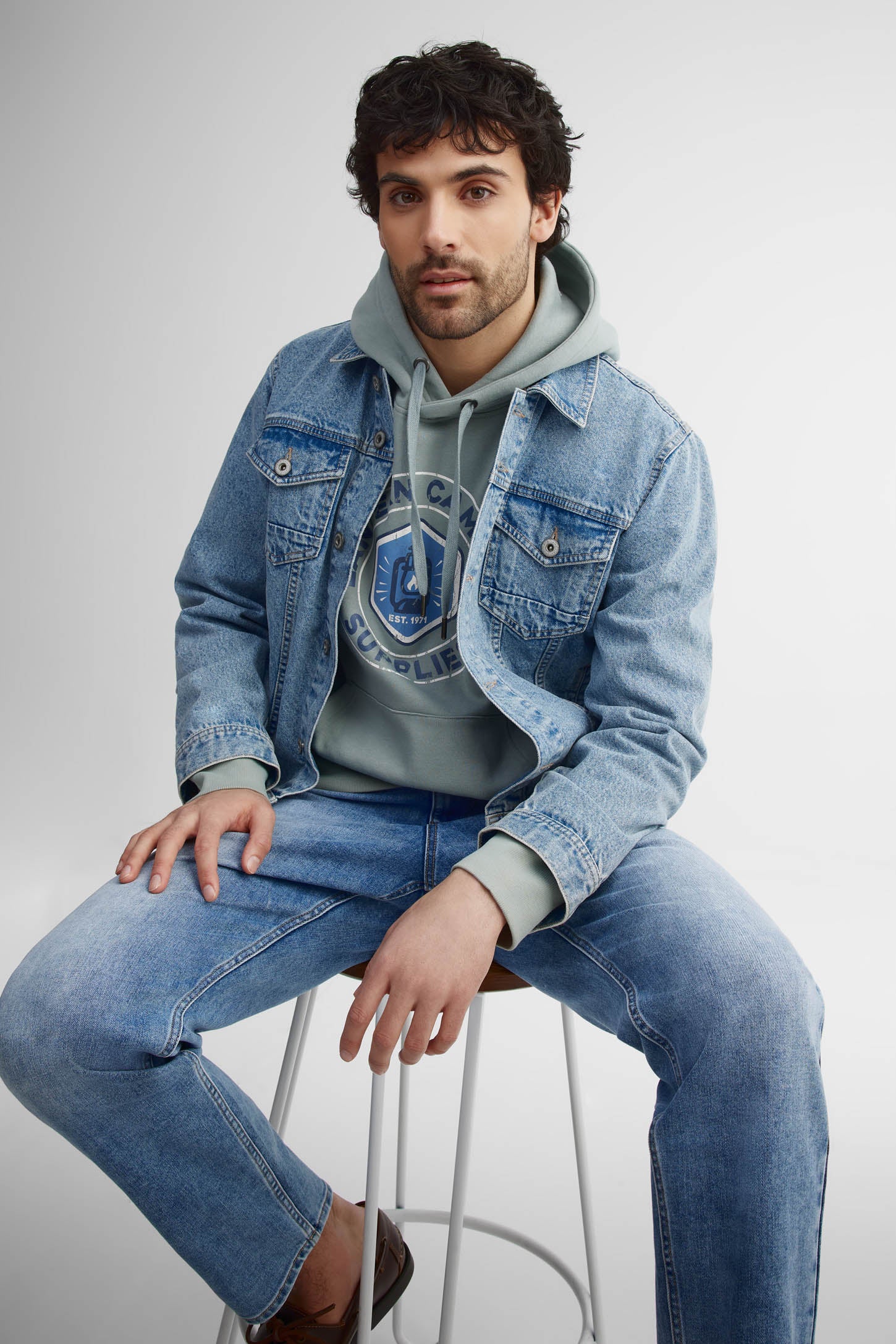 Chandail à capuchon coton ouaté - Homme && VERT DE GRIS