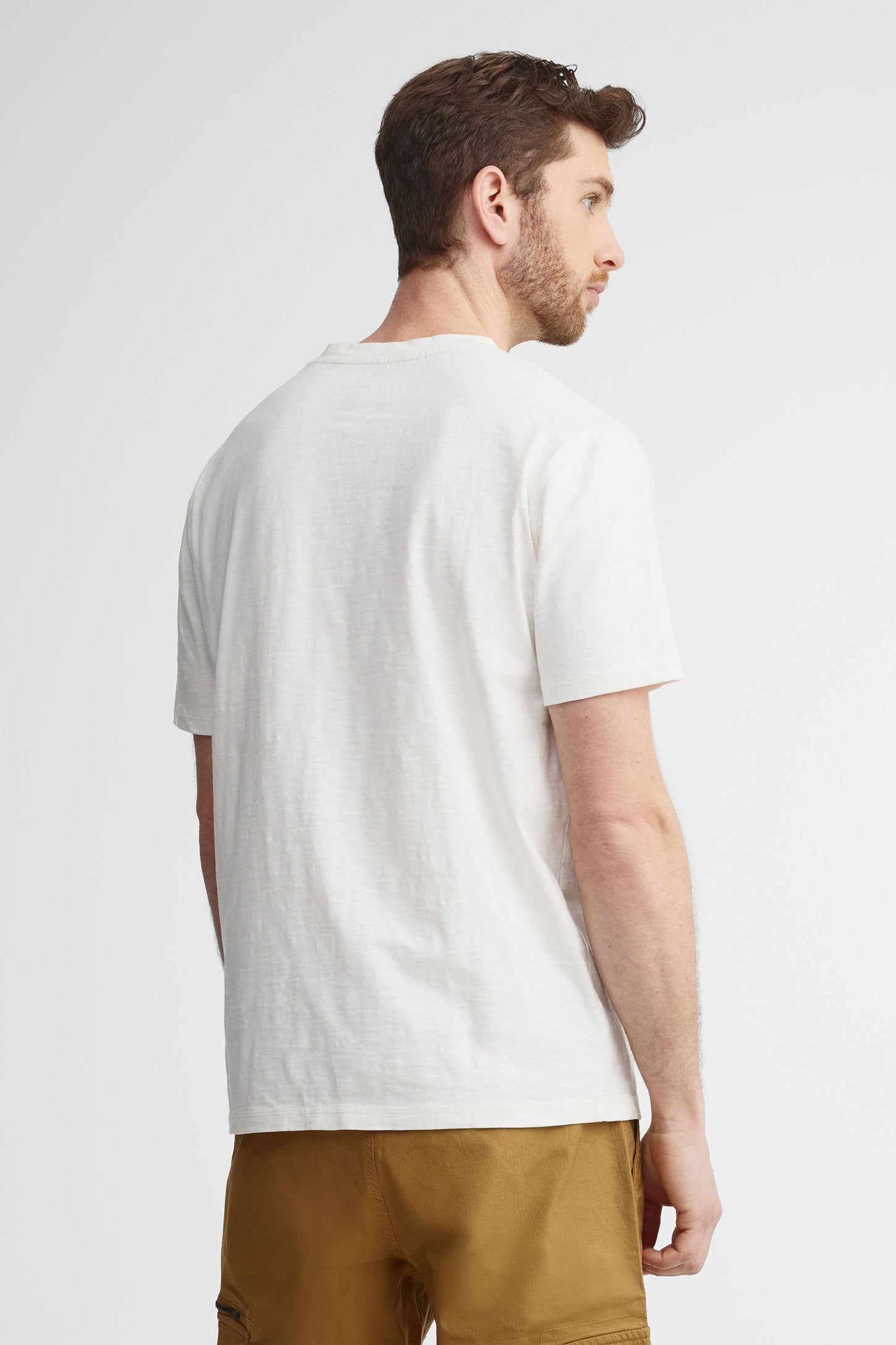 T-shirt henley en coton - Homme && BLANC CASSÉ