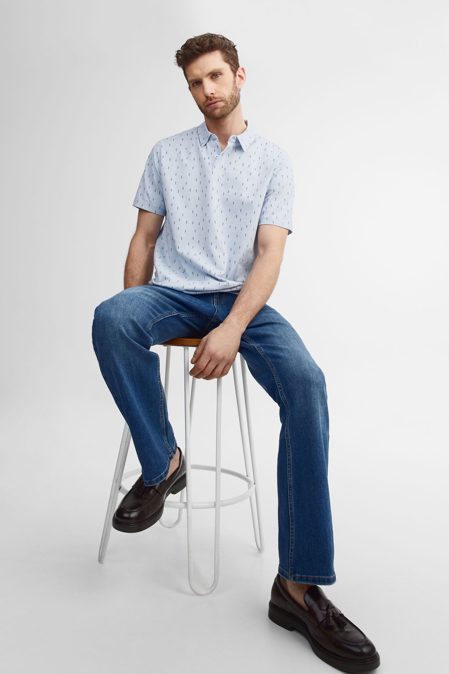 Polo manches courtes coton - Homme && BLEU MULTI