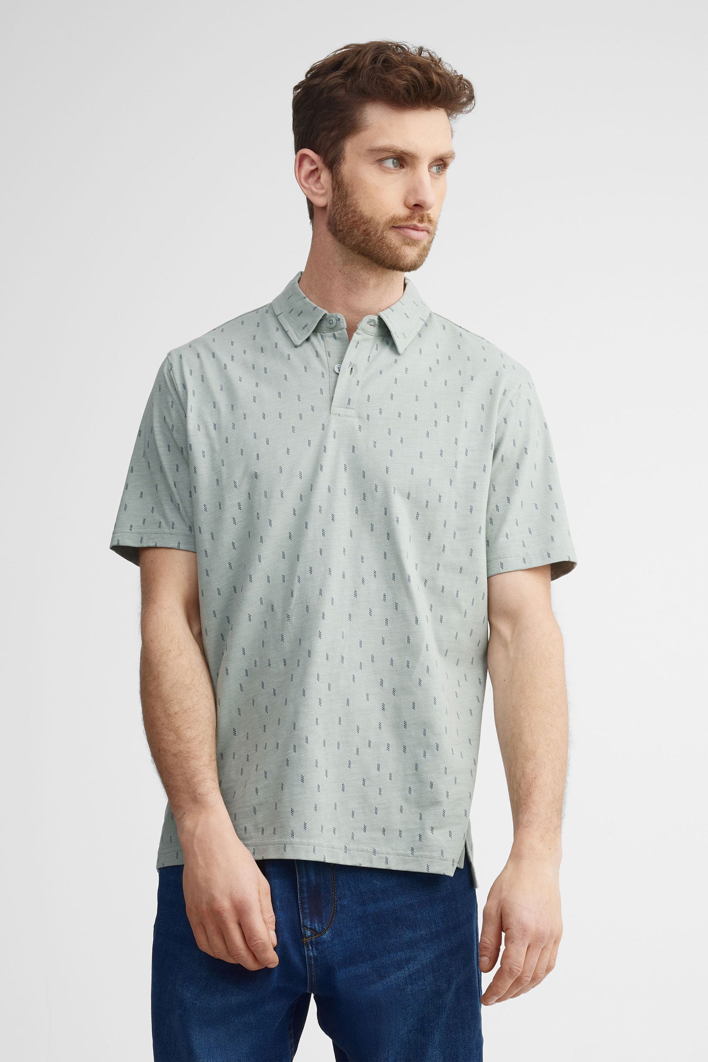 Polo manches courtes coton - Homme && VERT/MULTI