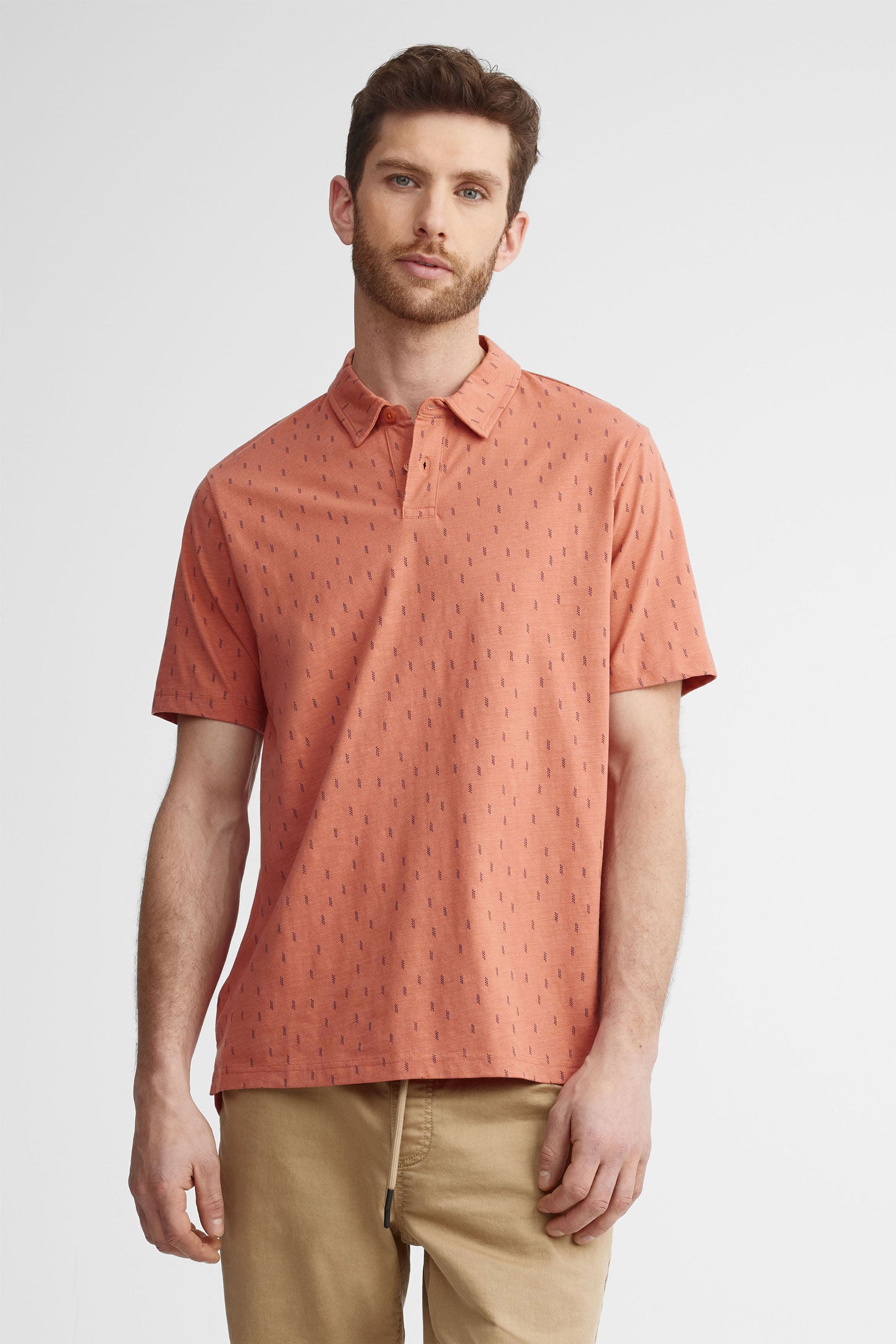 Polo manches courtes coton - Homme && ORANGE MULTI