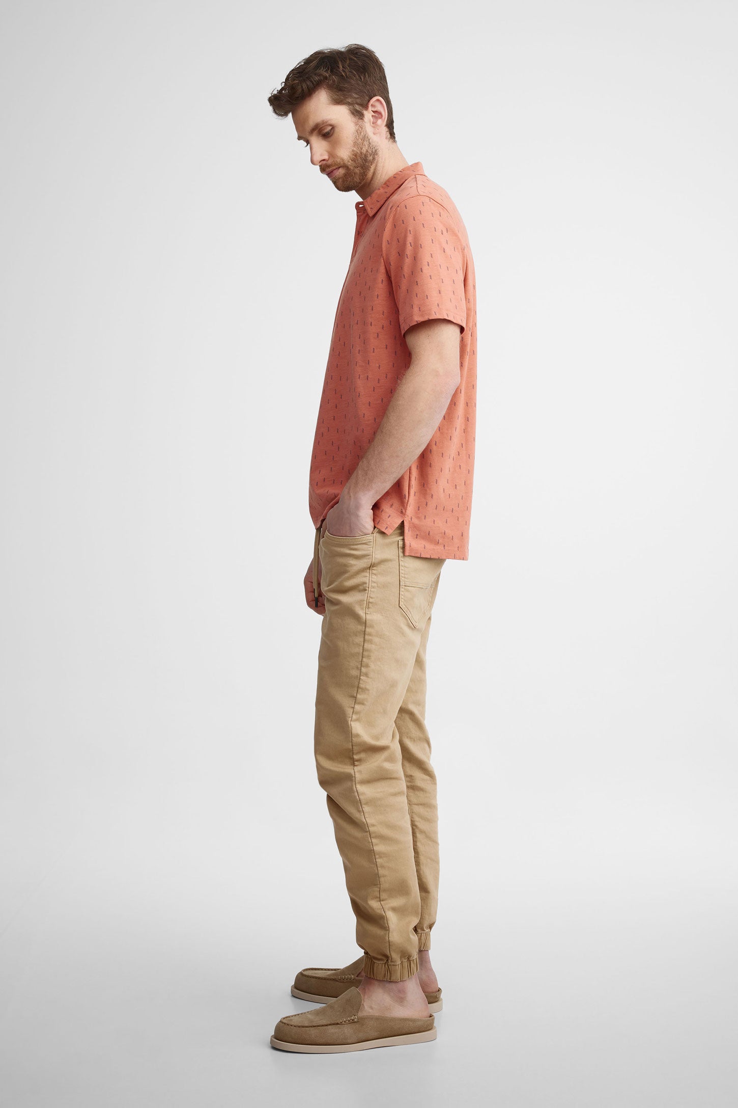 Polo manches courtes coton - Homme && ORANGE MULTI