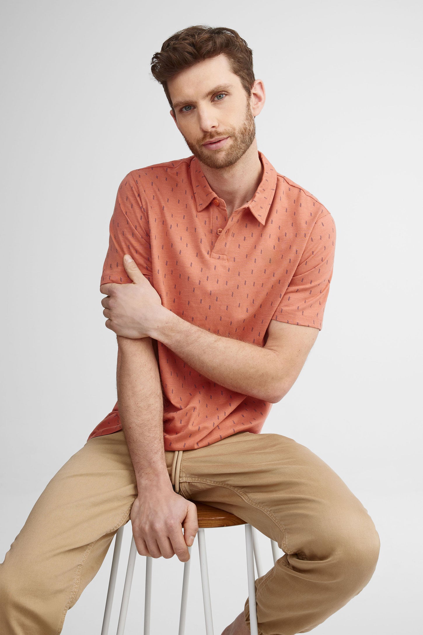 Polo manches courtes coton - Homme && ORANGE MULTI