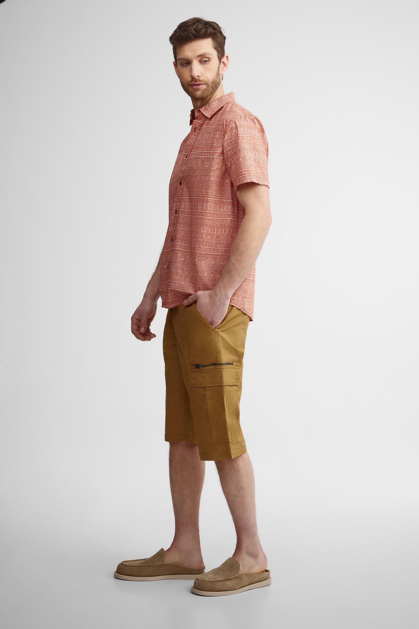 Chemise manches courtes en coton - Homme && ROUGE/MULTI