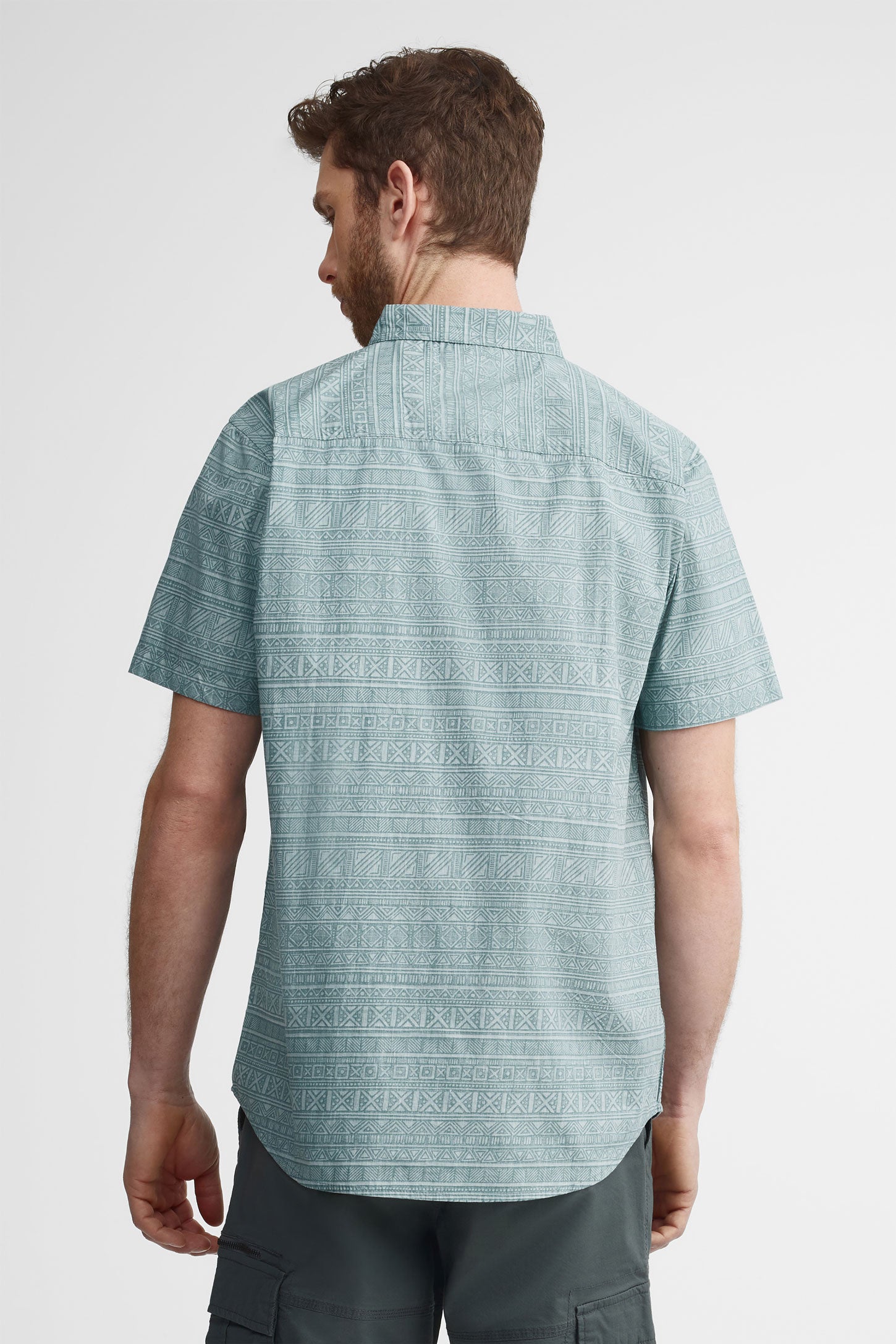 Chemise manches courtes en coton - Homme && VERT/MULTI