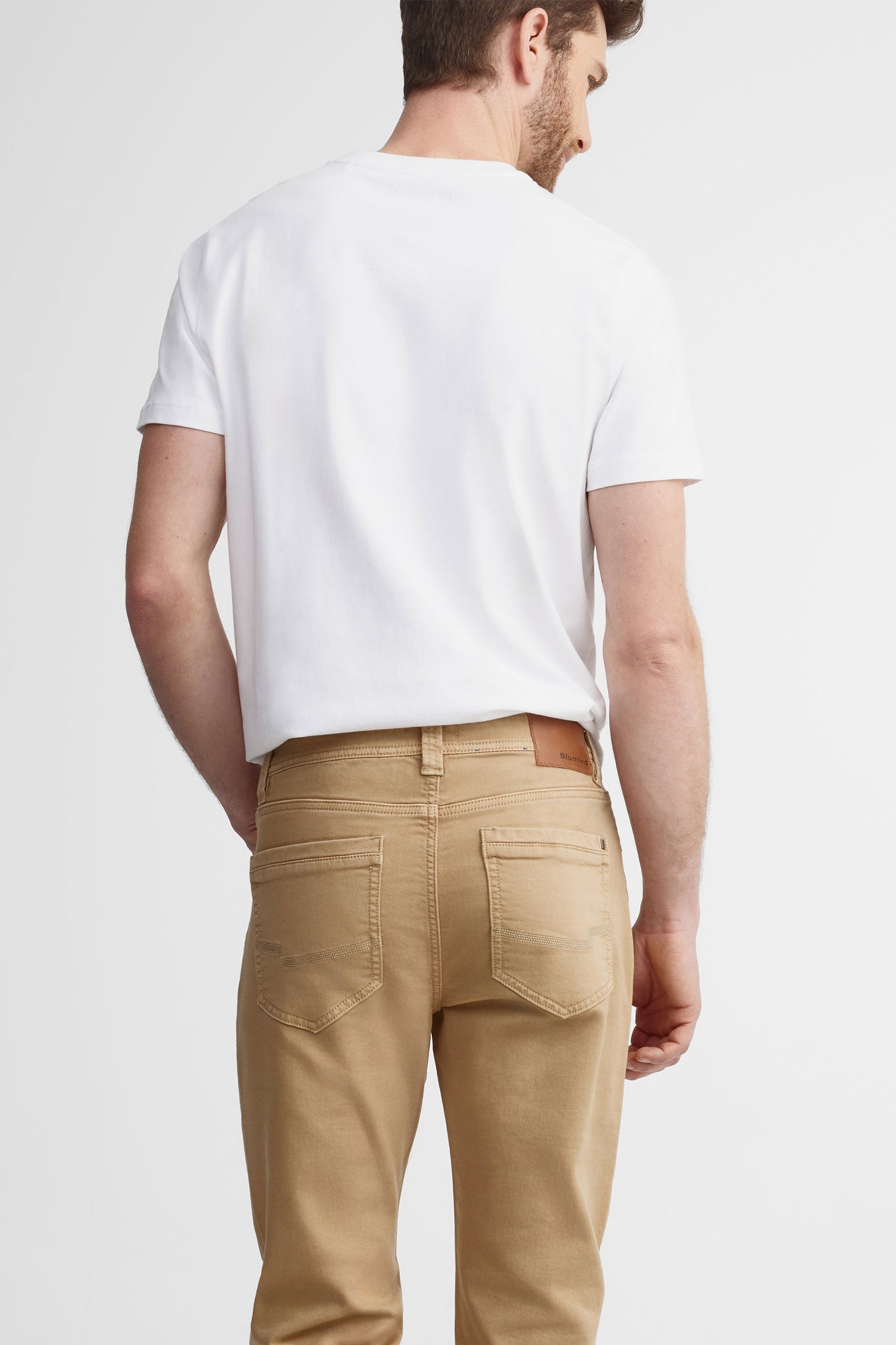 Pantalon coupe étroite en twill - Homme && BEIGE
