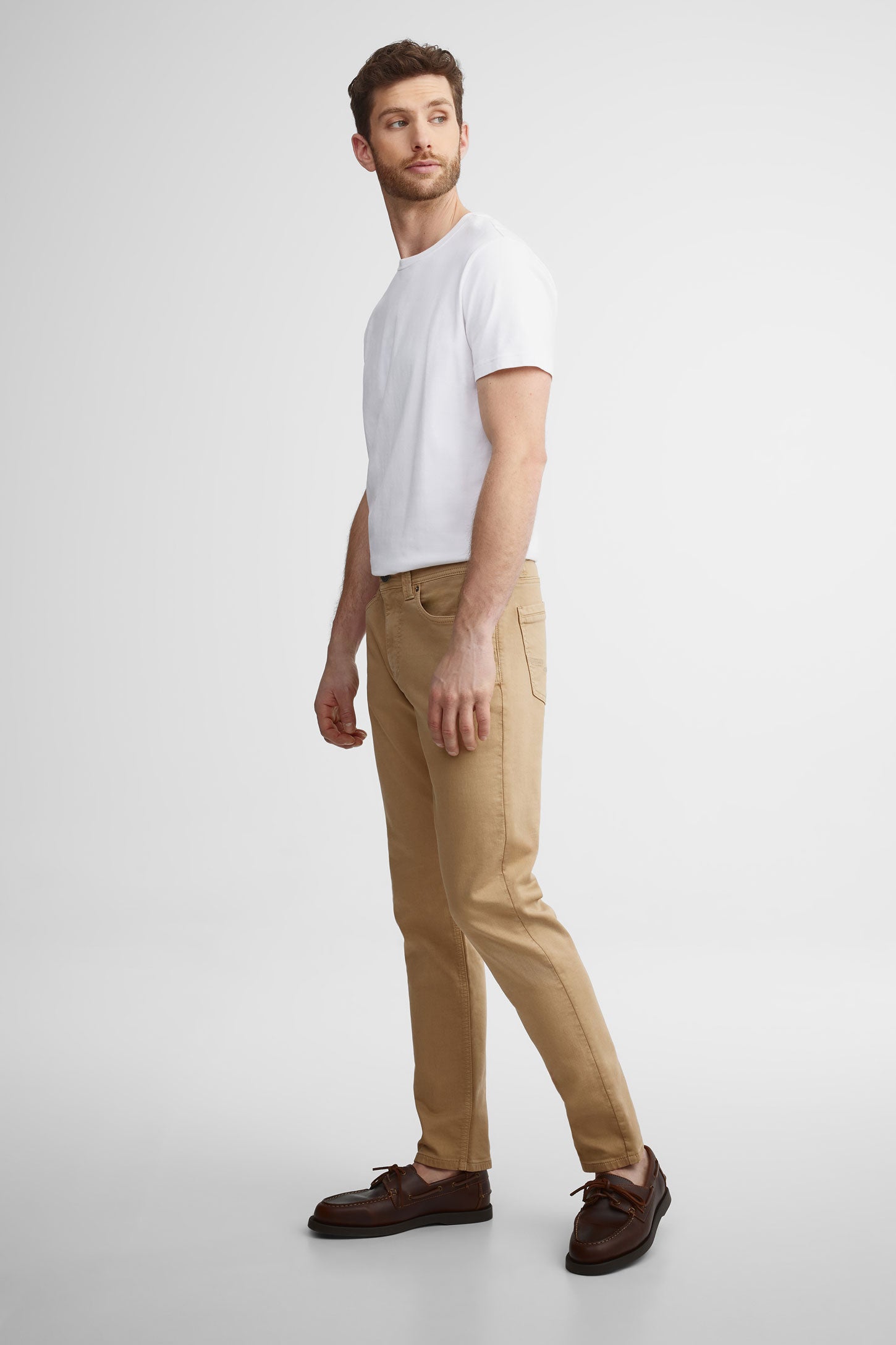 Pantalon coupe étroite en twill - Homme && BEIGE