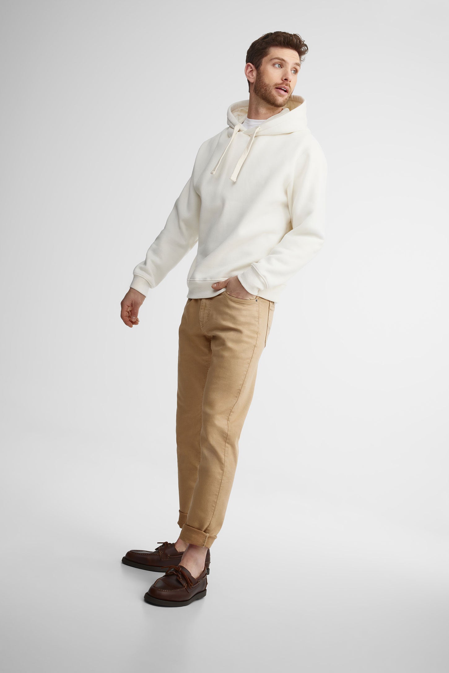 Pantalon coupe étroite en twill - Homme && BEIGE