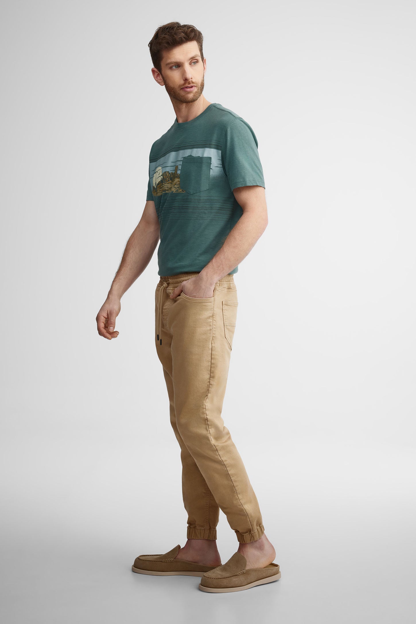 Pantalon jogger en twill - Homme && BEIGE