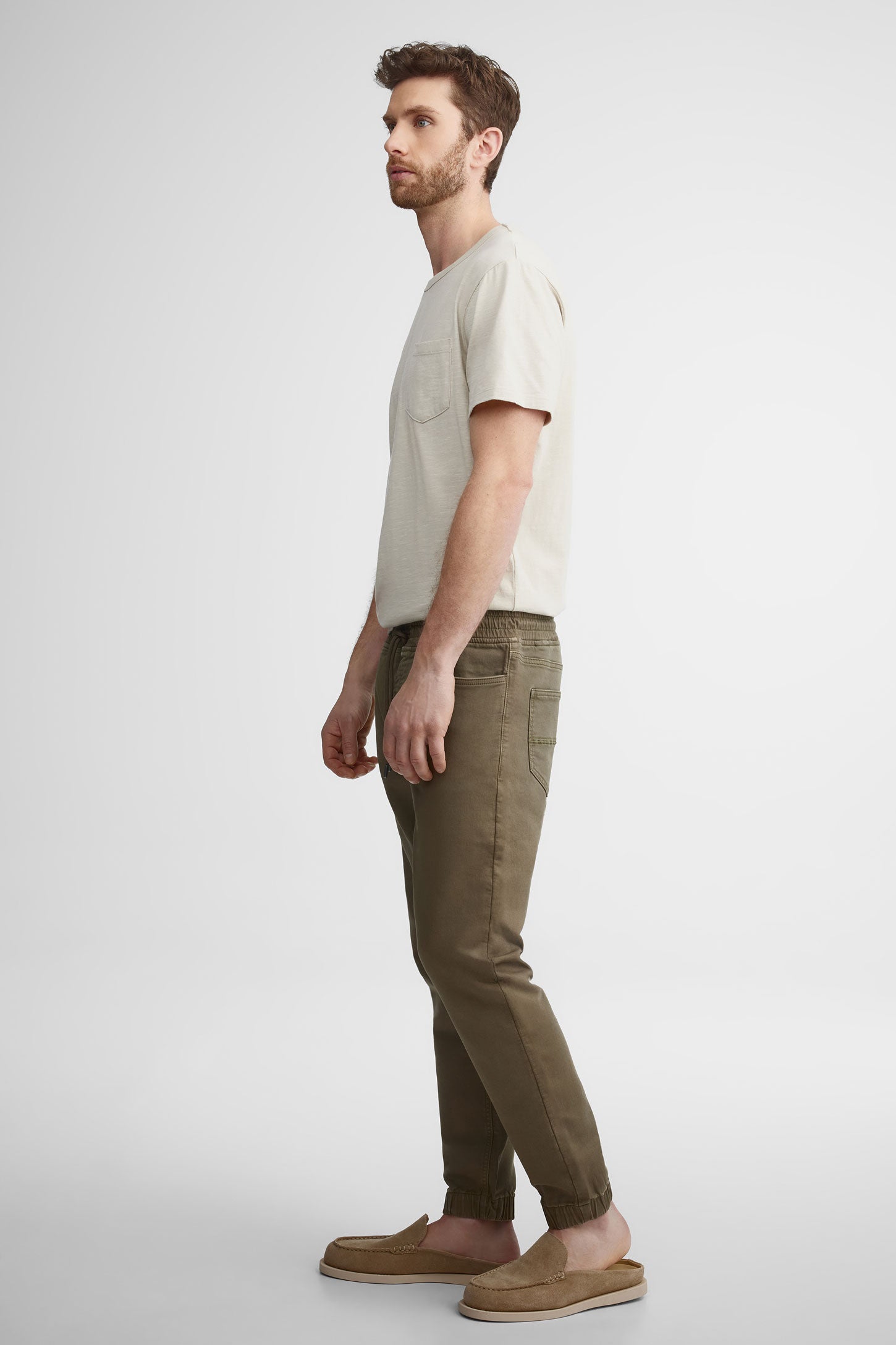 Pantalon jogger en twill - Homme && KAKI