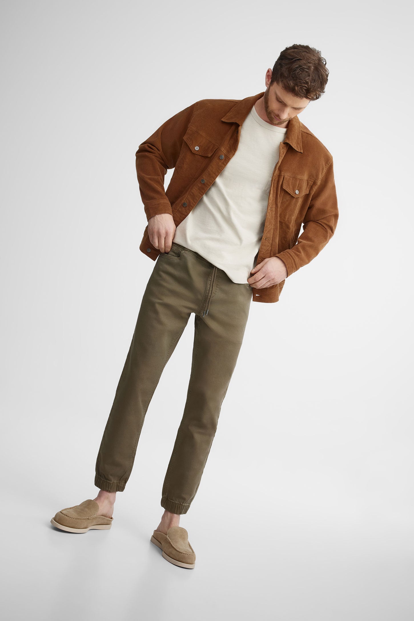 Pantalon jogger en twill - Homme && KAKI