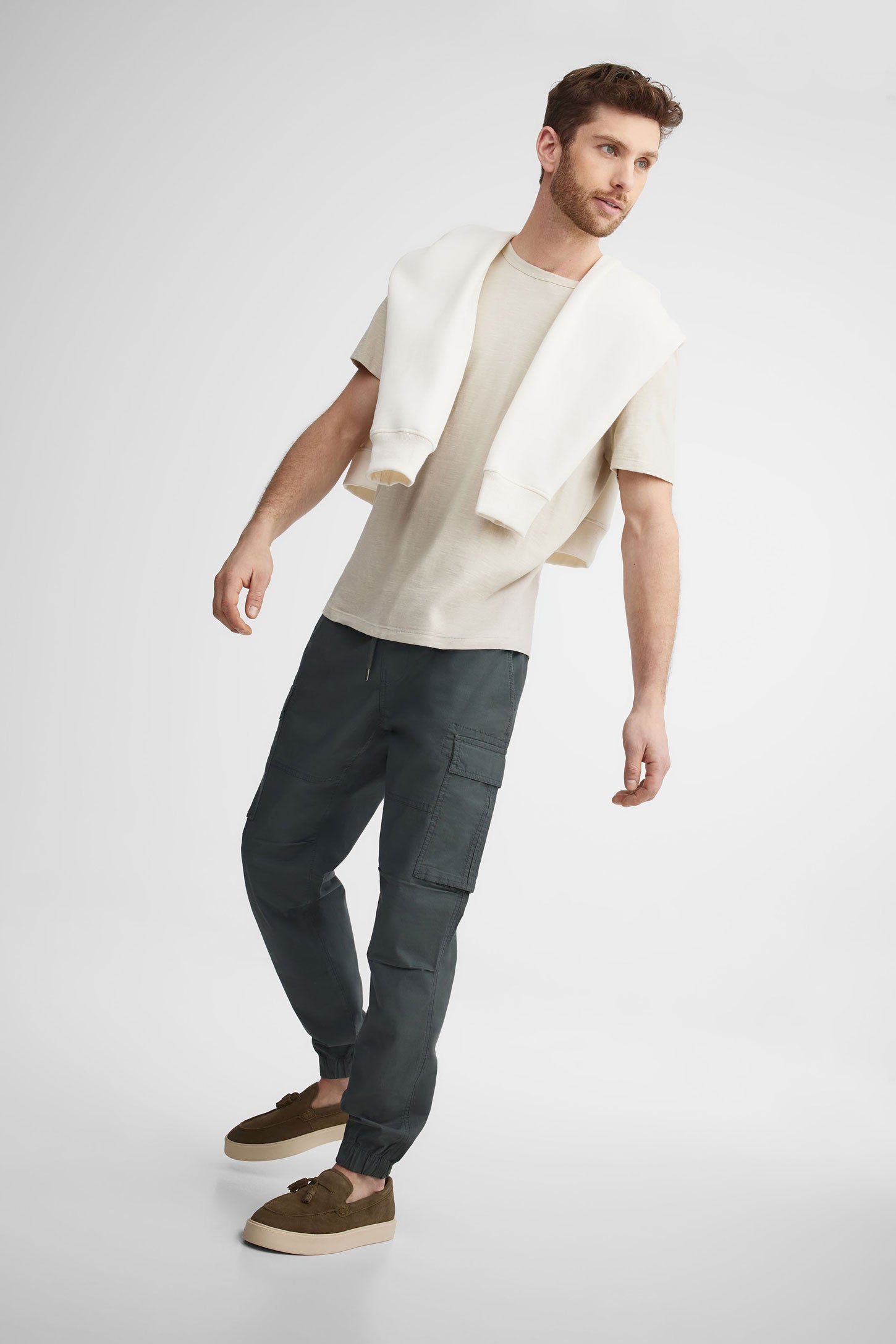 Pantalon jogger cargo en twill - Homme && GRIS