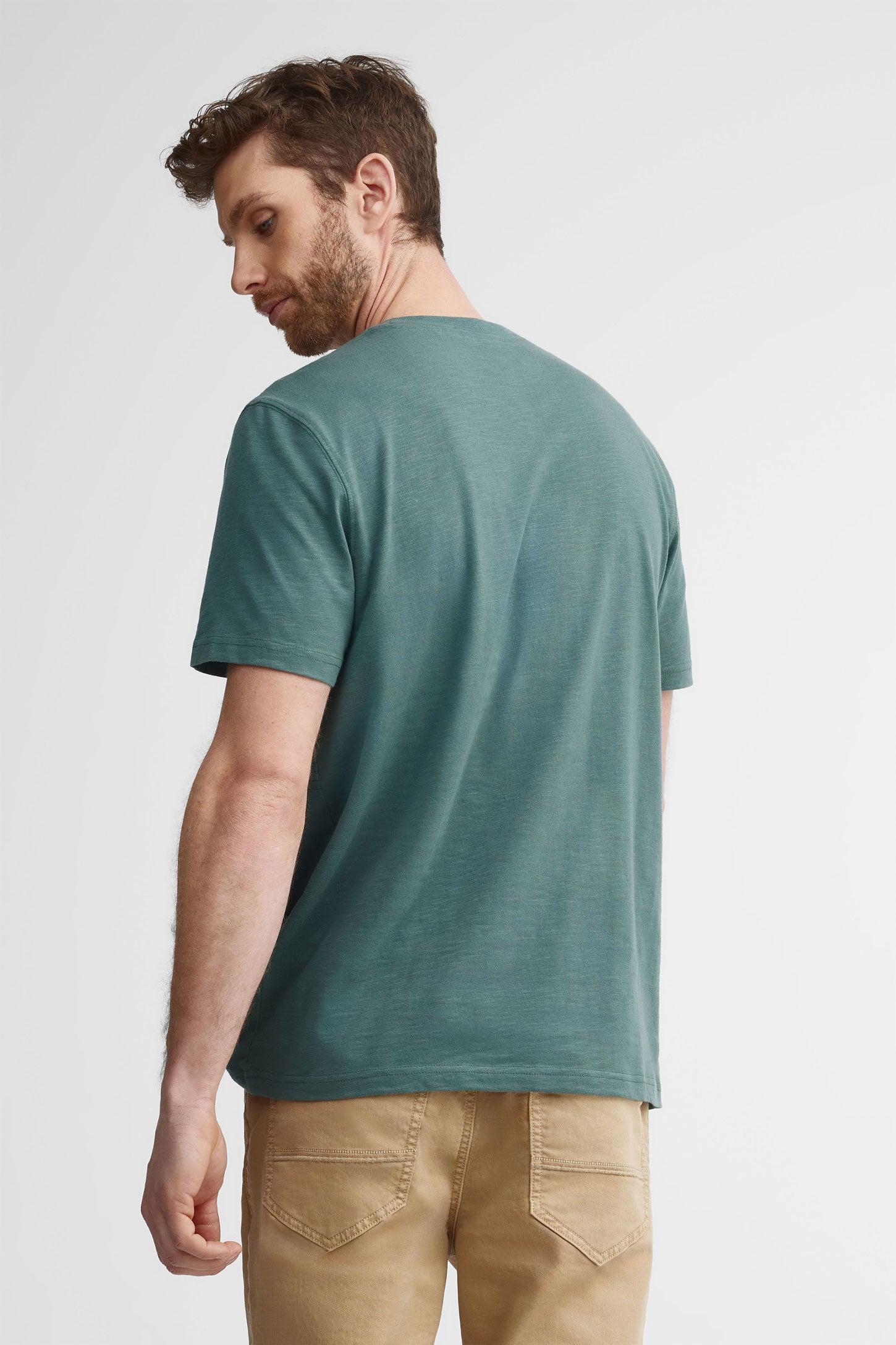 T-shirt à poche imprimé coton - Homme && BRUN