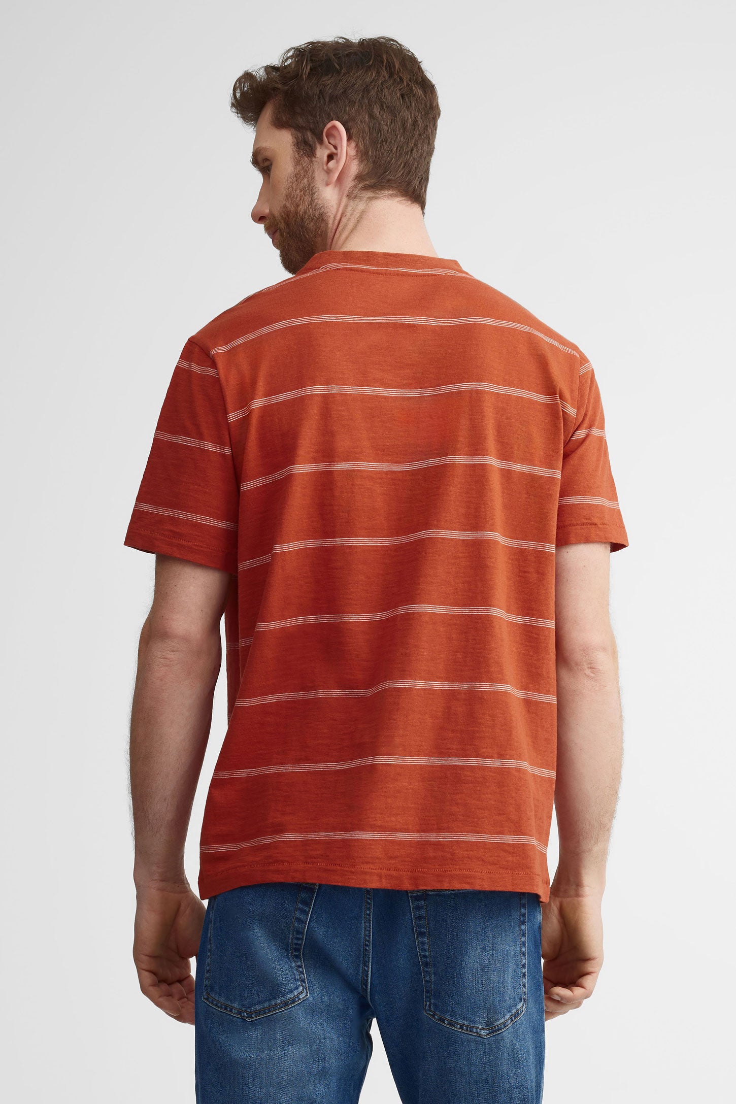 T-shirt à poche rayé coton - Homme && ROUGE/MULTI