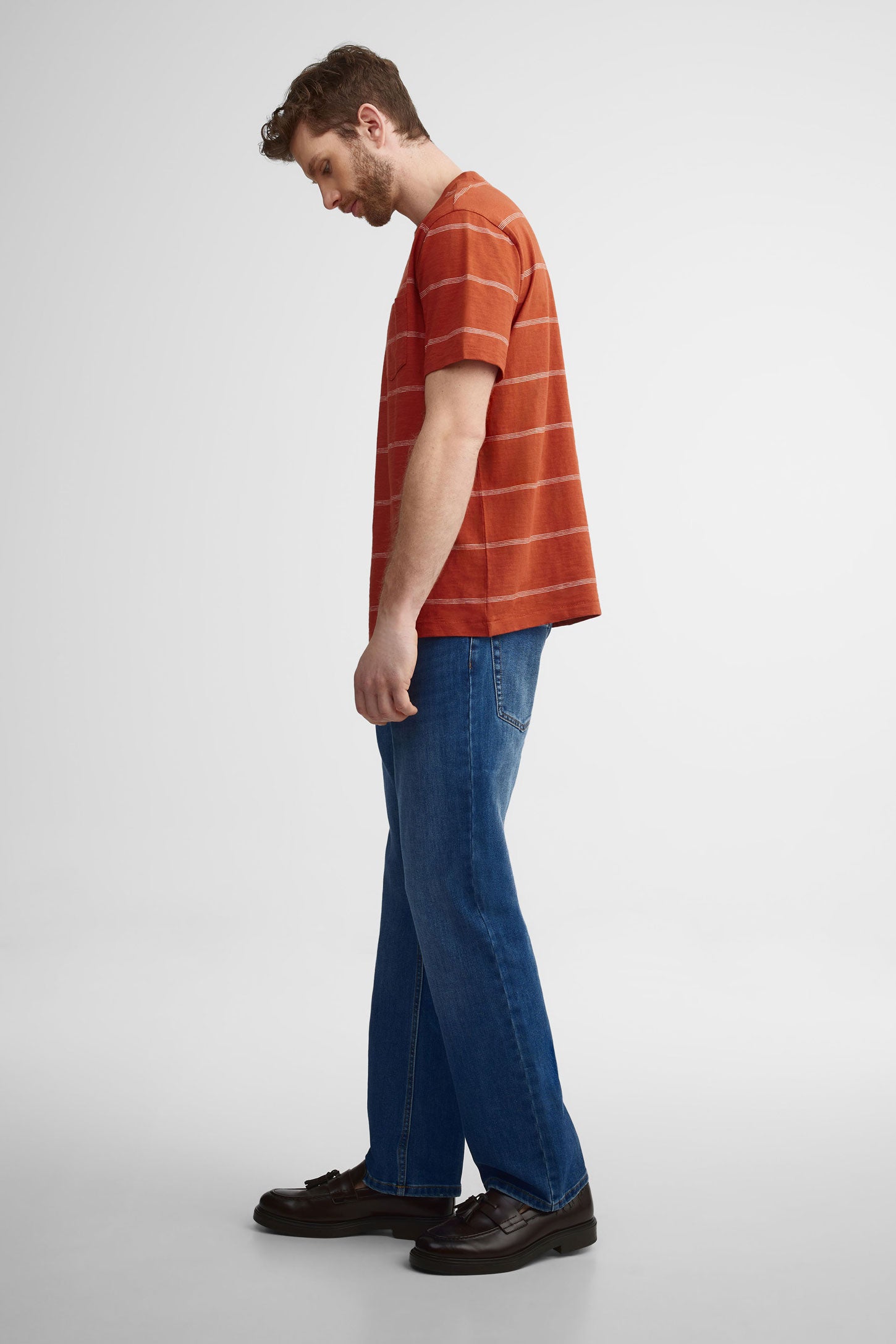 T-shirt à poche rayé coton - Homme && ROUGE/MULTI