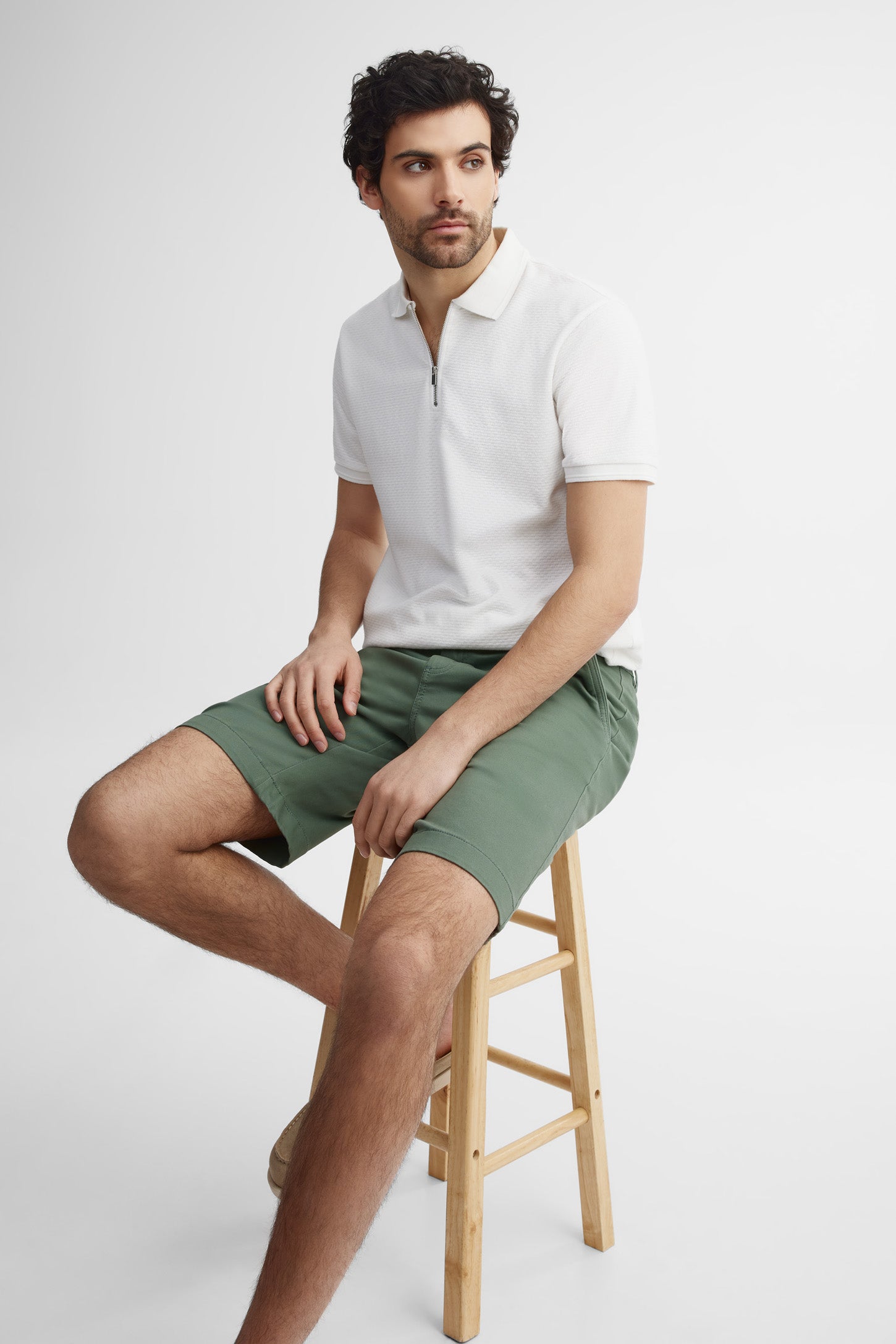 Polo manches courtes tricot texturé - Homme && BLANC CASSÉ