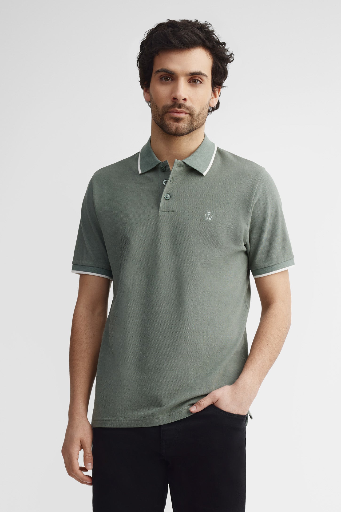 Polo manches courtes coupe étroite - Homme && VERT