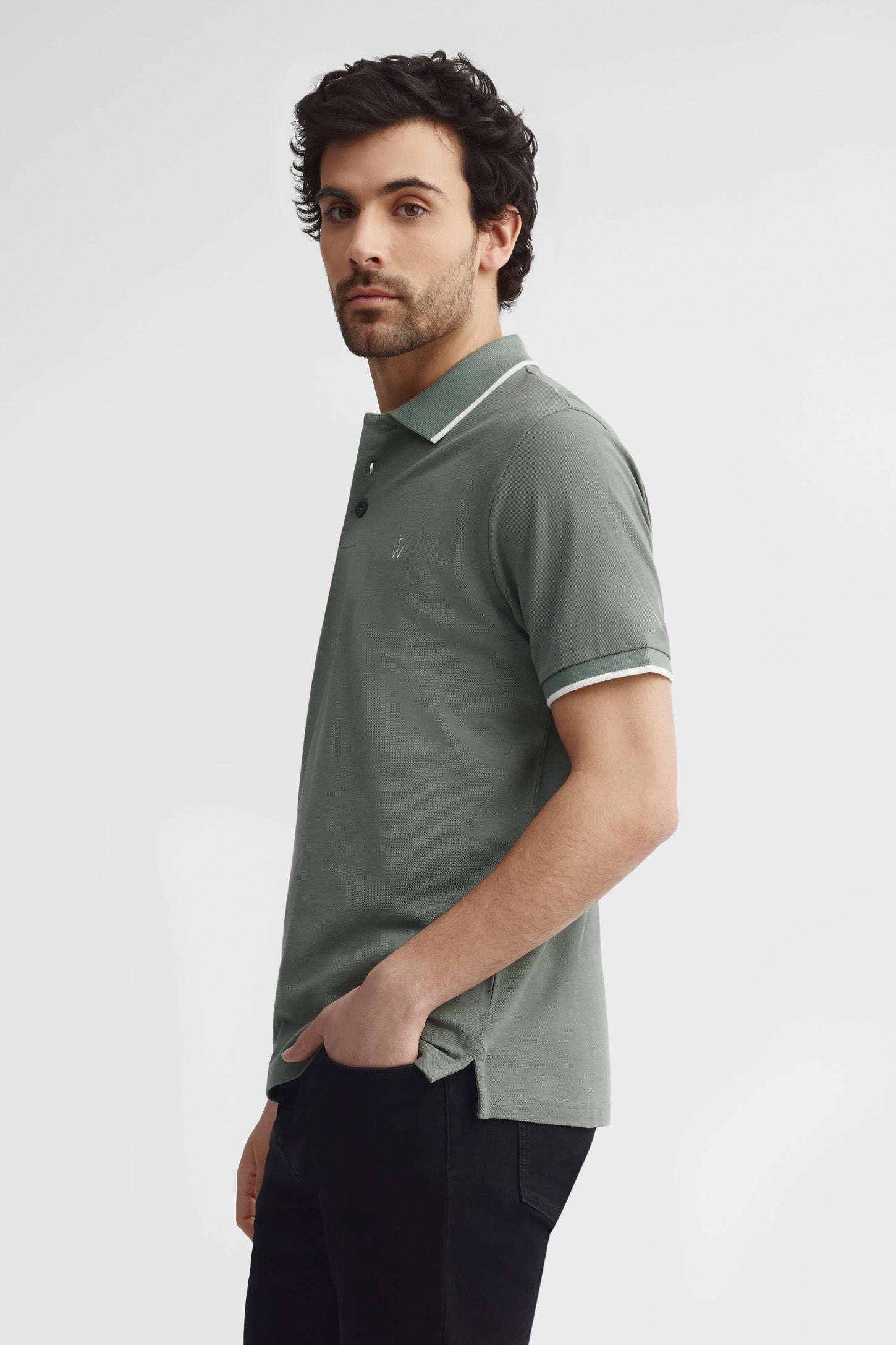 Polo manches courtes coupe étroite - Homme && VERT
