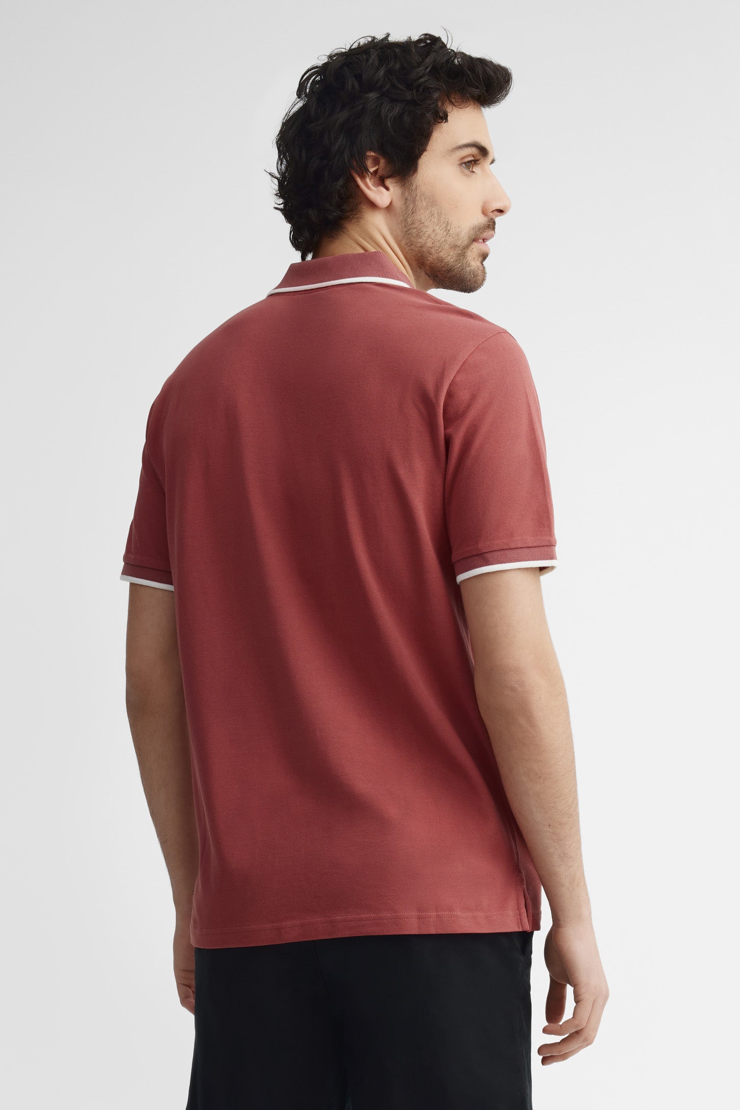 Polo manches courtes coupe étroite - Homme && TERRACOTTA