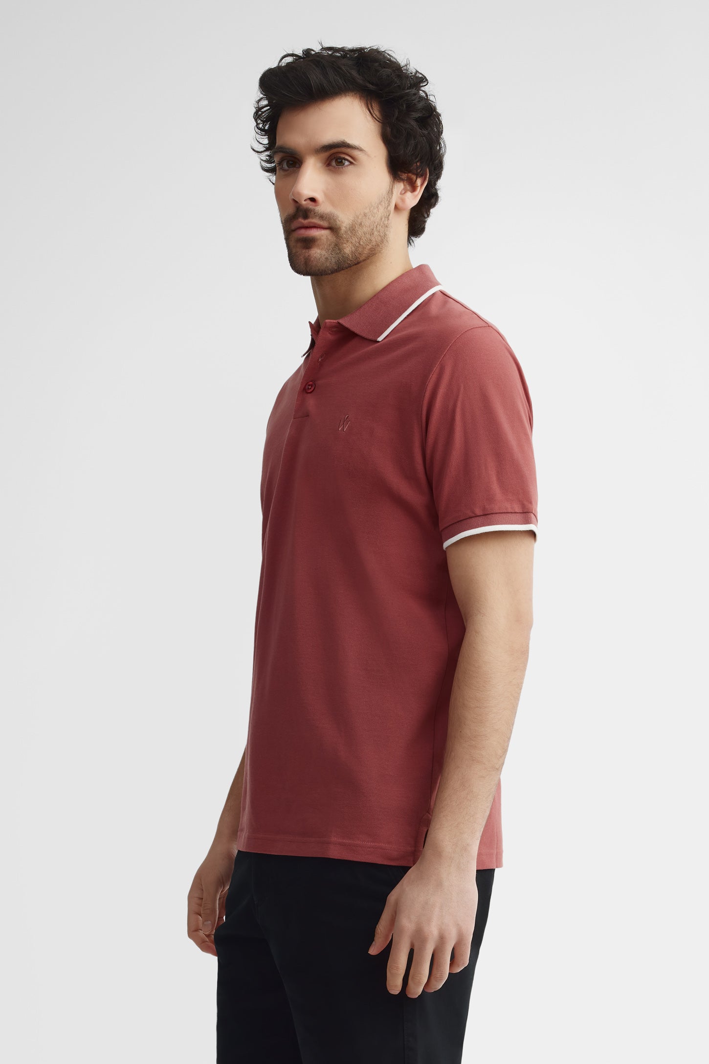 Polo manches courtes coupe étroite - Homme && TERRACOTTA