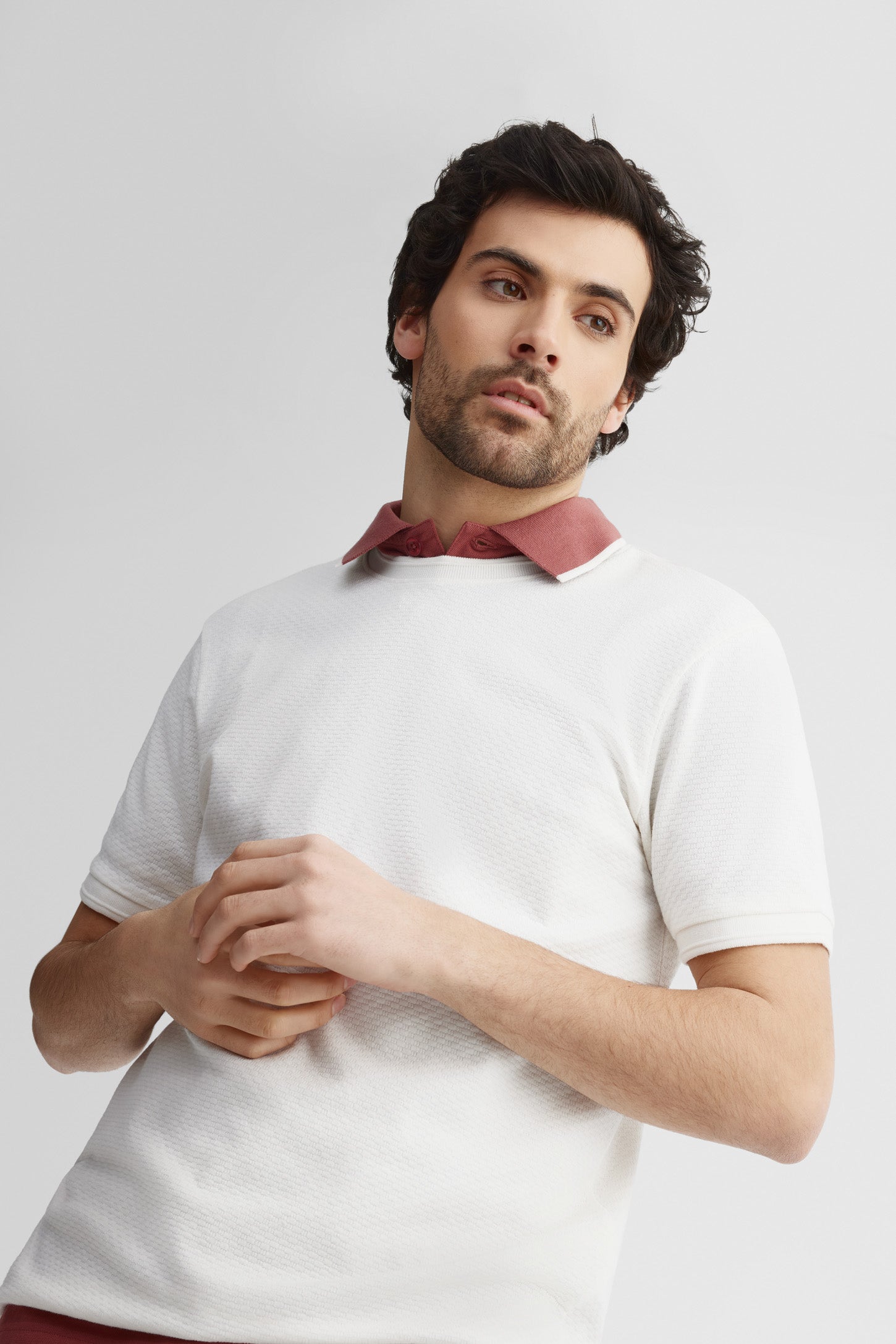 Polo manches courtes coupe étroite - Homme && TERRACOTTA