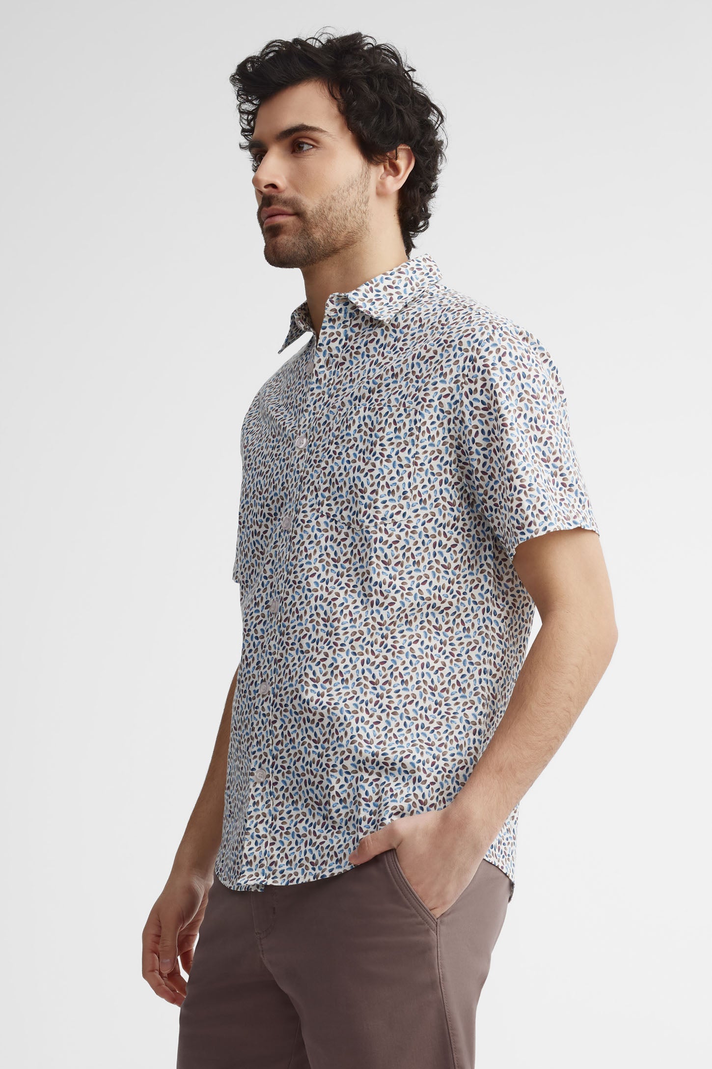 Chemise manches courtes imprimée - Homme && BLANC CASSÉ/MULTI