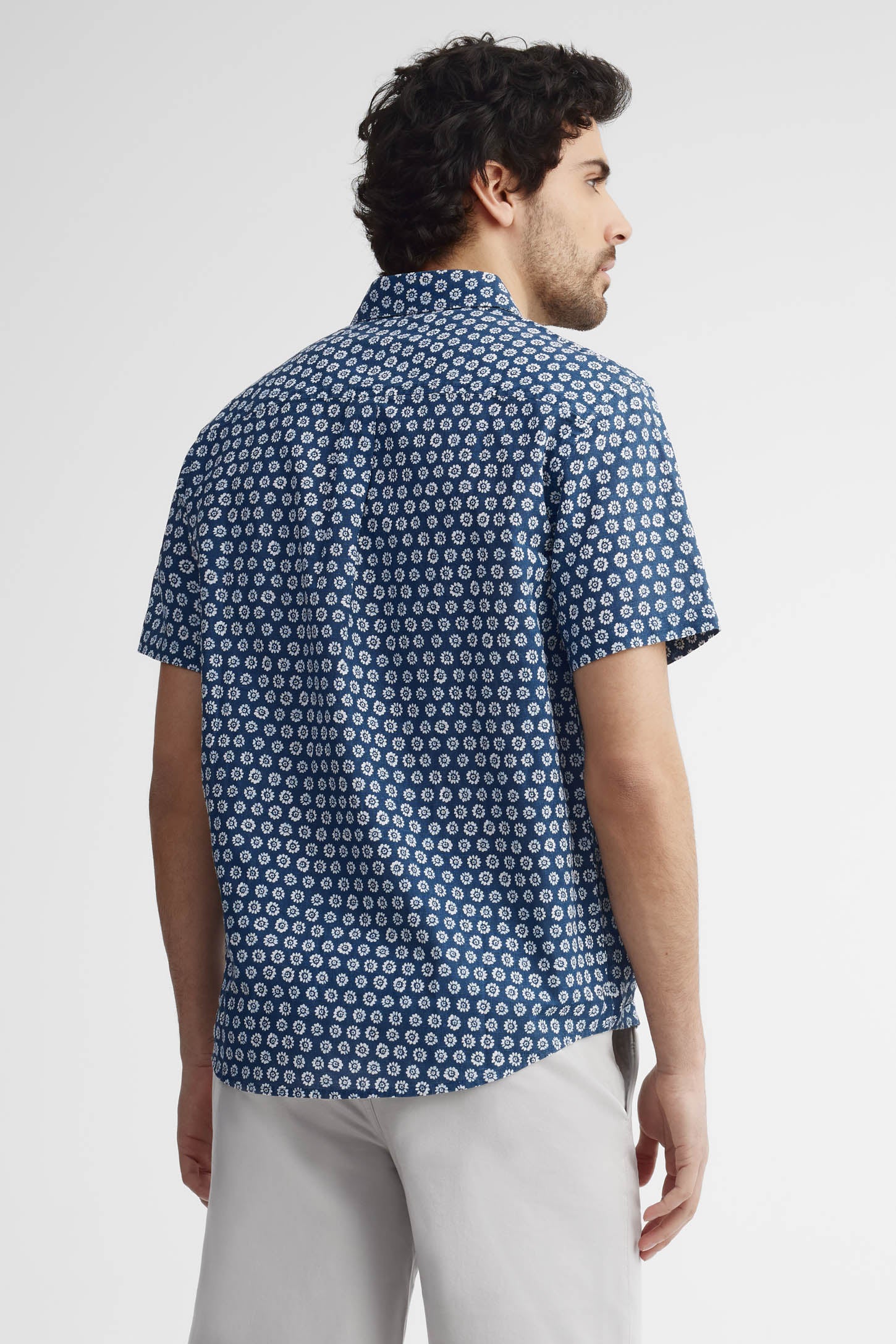 Chemise manches courtes imprimée - Homme && BLEU MARINE MUL