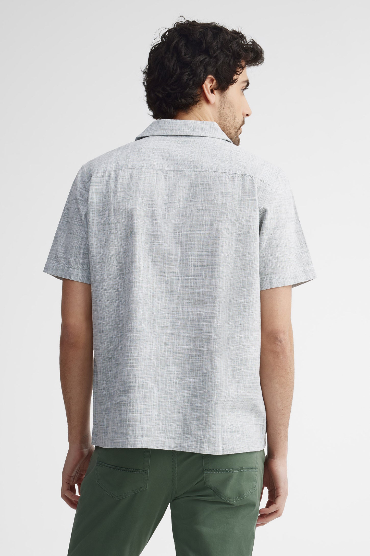 Chemise manches courtes coupe régulière coton - Homme && VERT