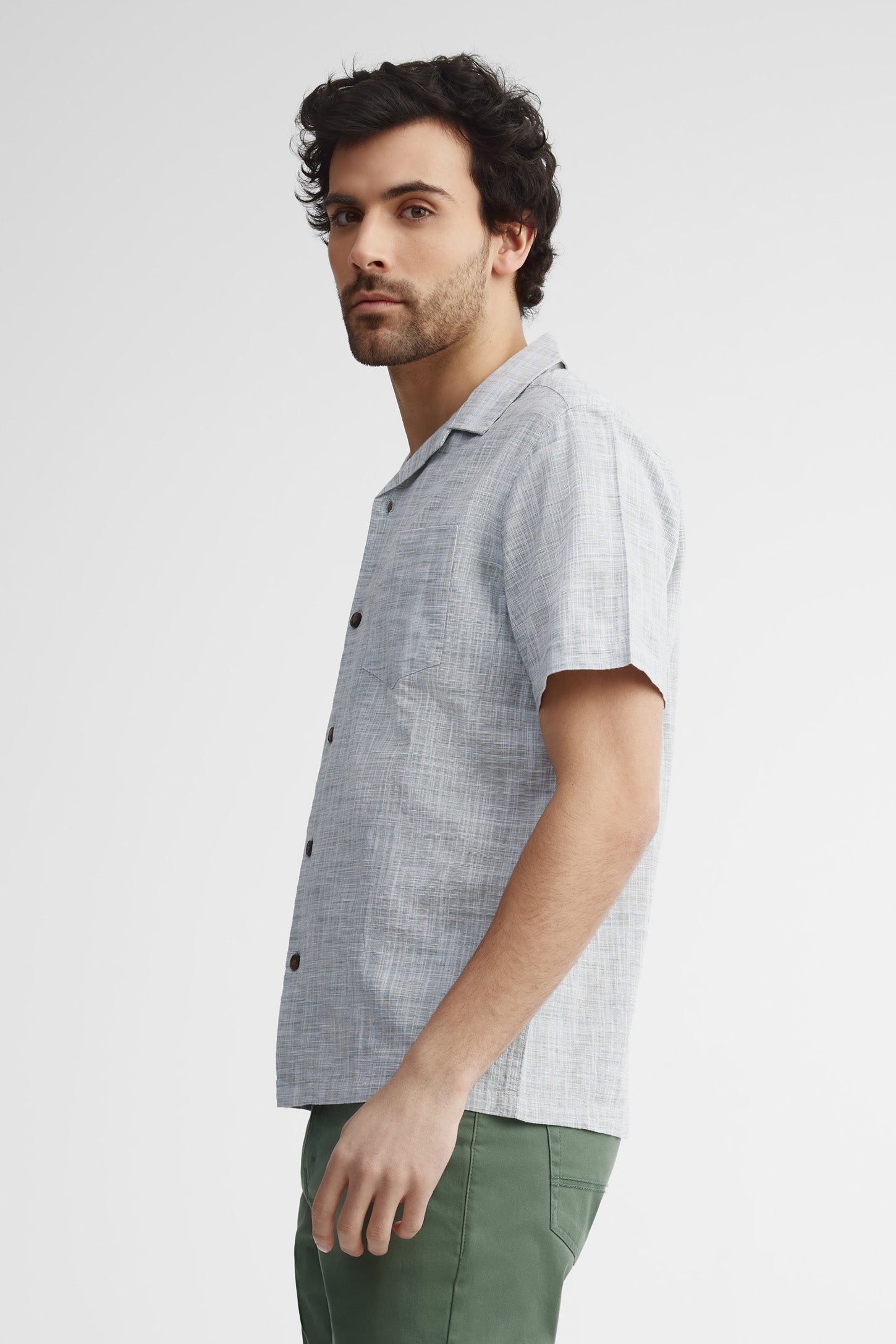 Chemise manches courtes coupe régulière coton - Homme && VERT