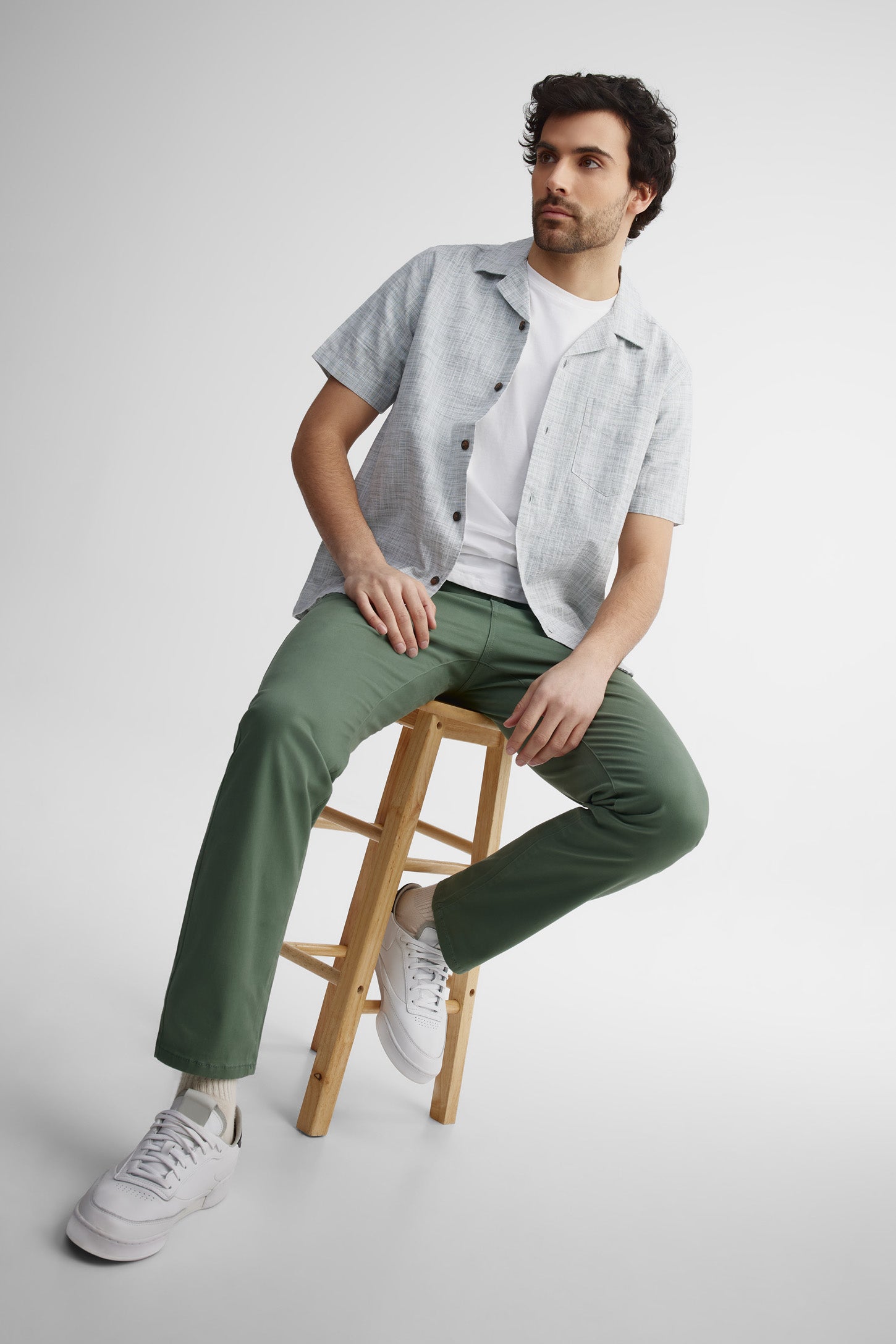 Chemise manches courtes coupe régulière coton - Homme && VERT