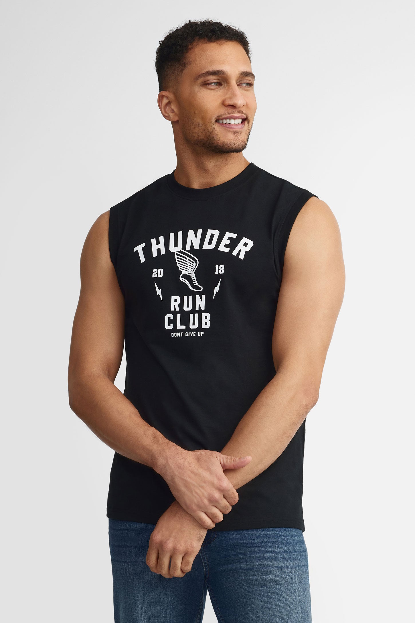 Camisole col rond imprimé, 2/30$ - Homme && NOIR