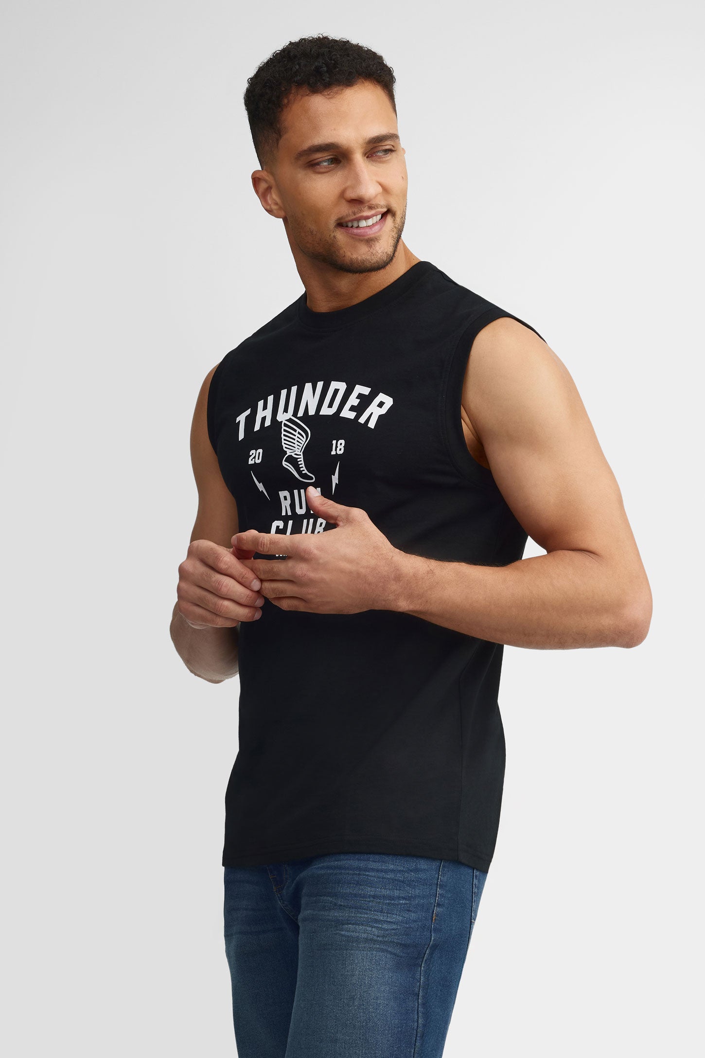 Camisole col rond imprimé, 2/30$ - Homme && NOIR