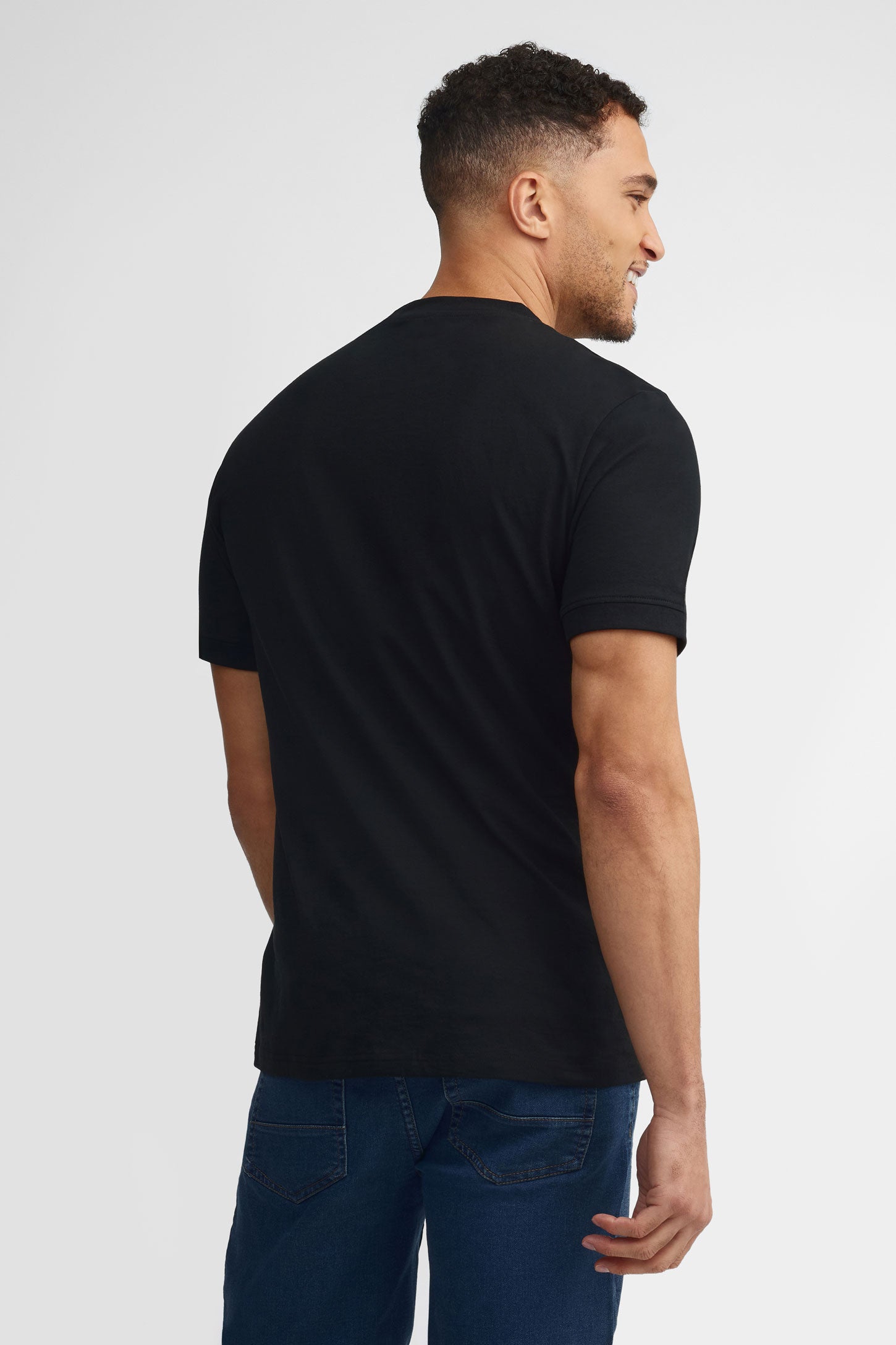 T-shirt col rond coton, 2/30$ - Homme && NOIR