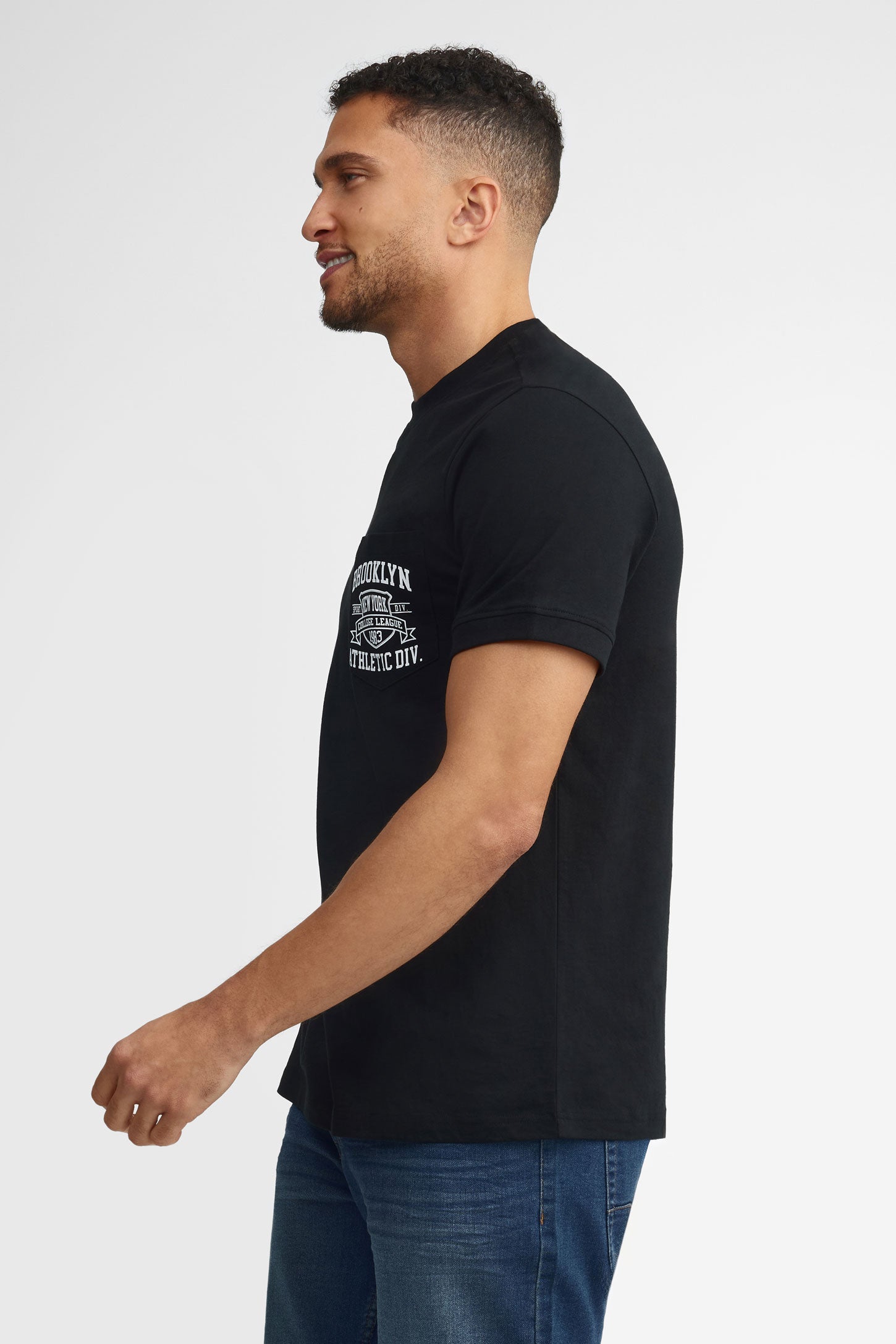 T-shirt col rond coton, 2/30$ - Homme && NOIR