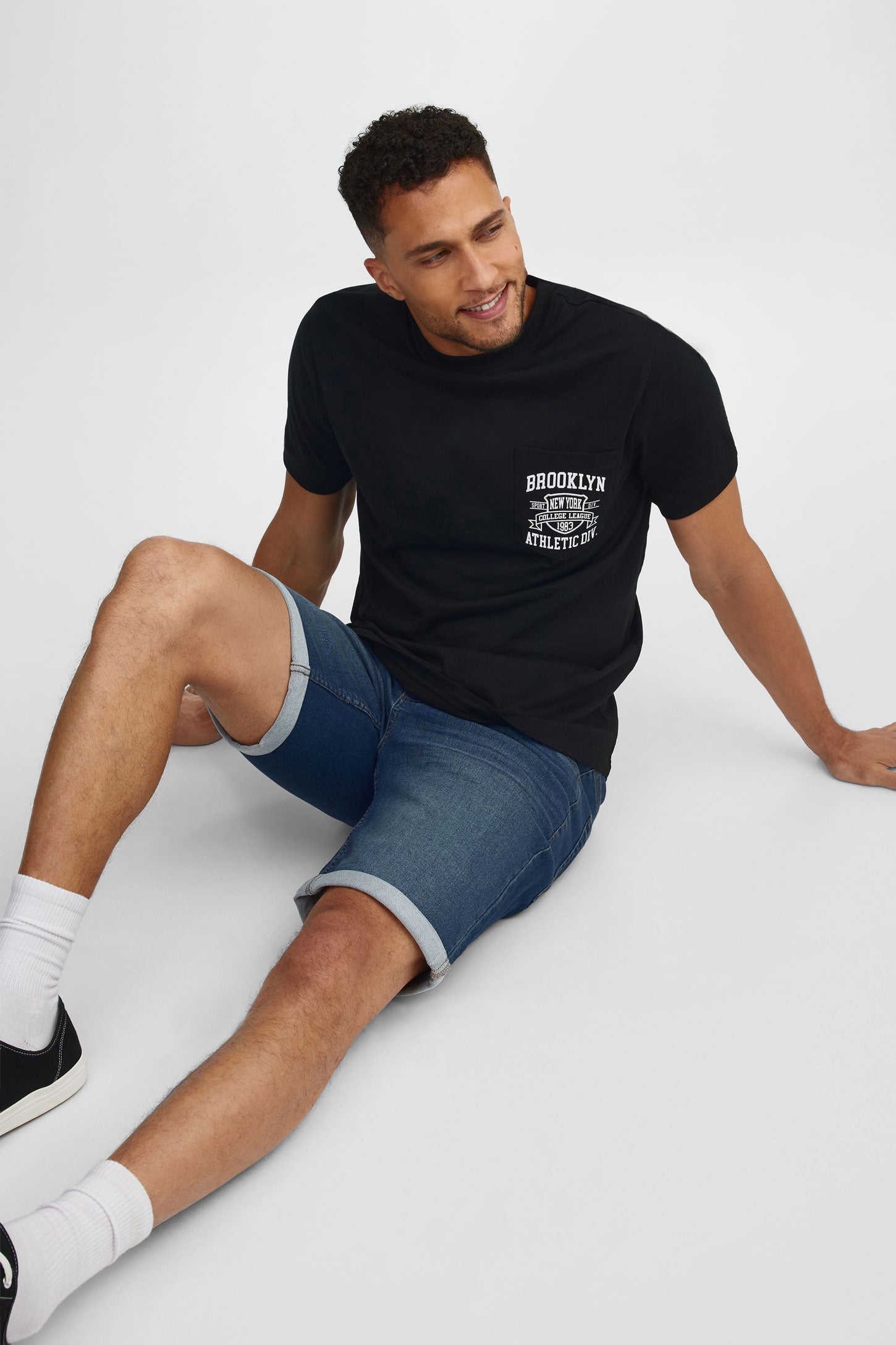 T-shirt col rond coton, 2/30$ - Homme && NOIR