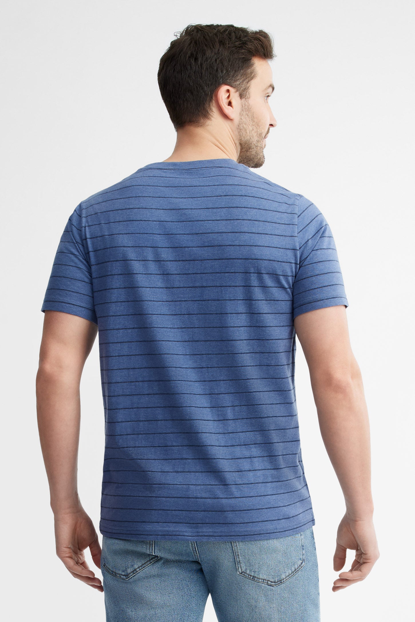 T-shirt col rond imprimé en coton, 2/30$ - Homme && BLEU MULTI