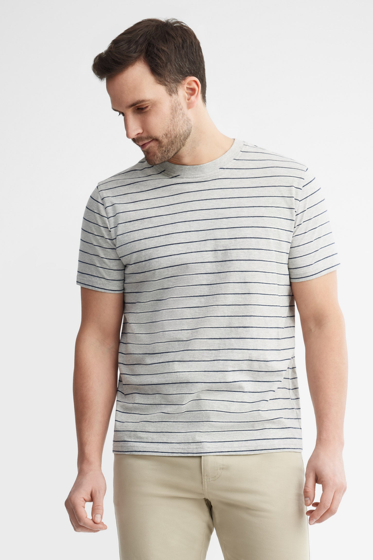 T-shirt col rond imprimé en coton, 2/30$ - Homme && GRIS MULTI