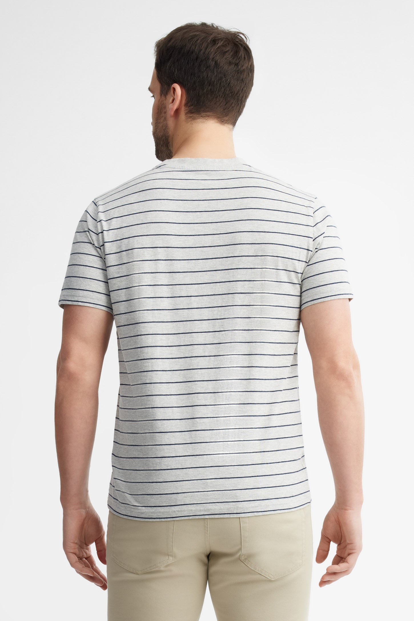 T-shirt col rond imprimé en coton, 2/30$ - Homme && GRIS MULTI