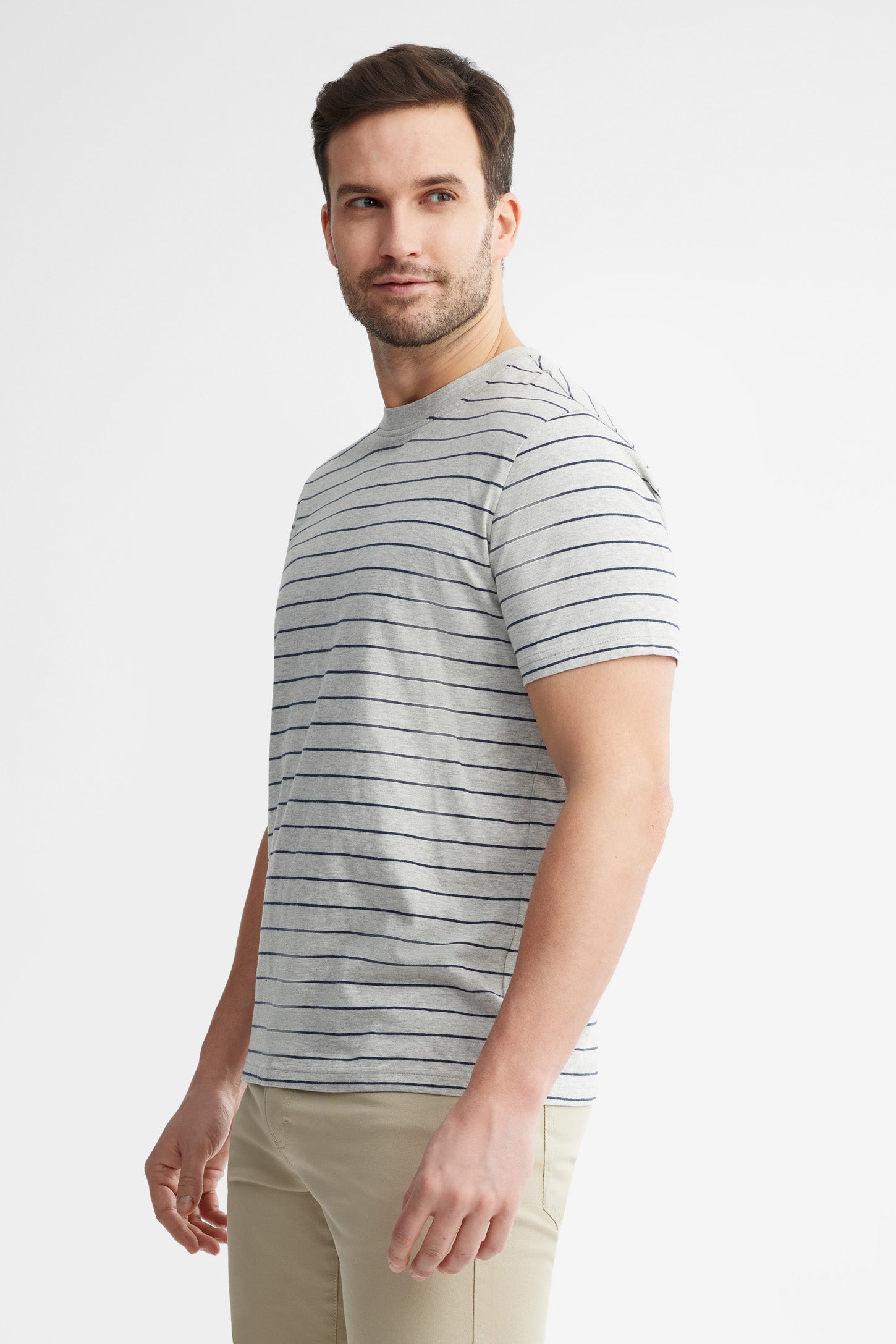 T-shirt col rond imprimé en coton, 2/30$ - Homme && GRIS MULTI