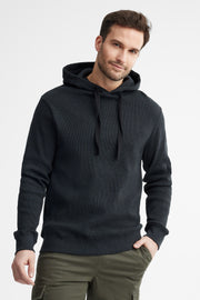 Chandail à capuchon tricot gaufré - Homme && NOIR
